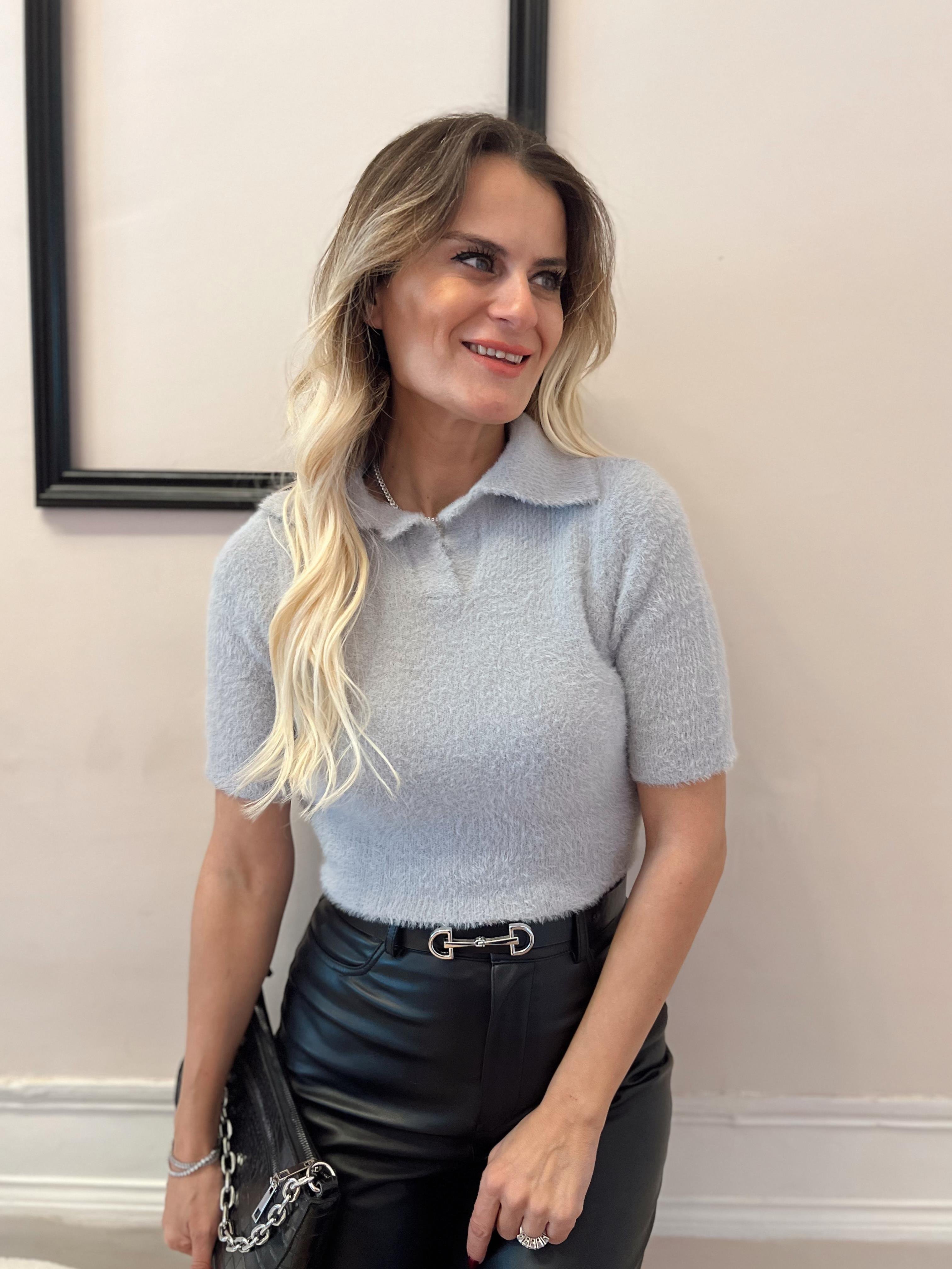 Nişantaşı Butik POLO YAKA YUMOS TRİKO DUMAN GRİ