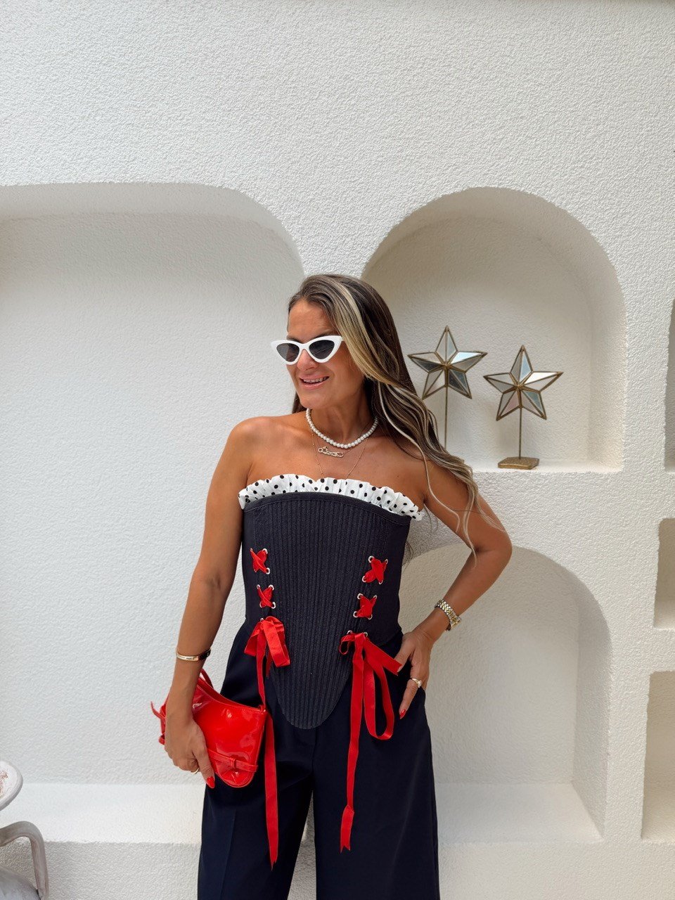 Nişantaşı Butik PUANTİ CROP ASTARLI 2Lİ SET KORSAJ BÜSTİYER 
