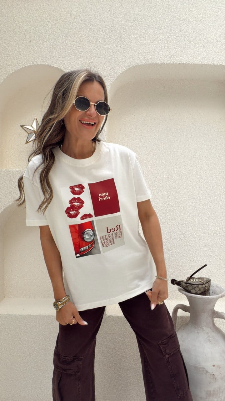 Nişantaşı Butik RED ÇOKLU BASKI TSHİRT
