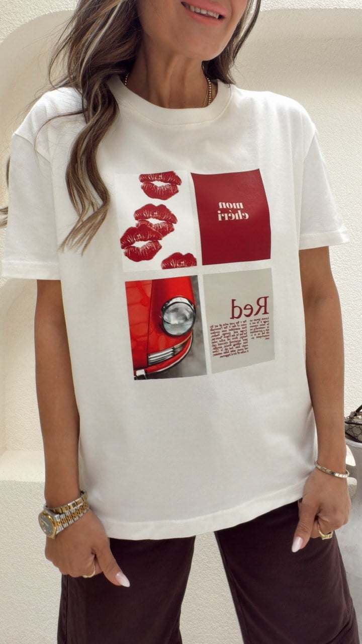 Nişantaşı Butik RED ÇOKLU BASKI TSHİRT