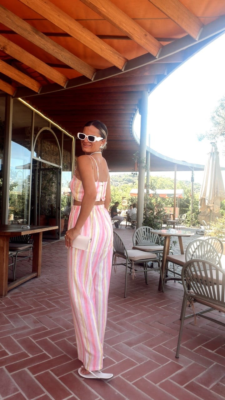 Nişantaşı Butik RENK ÇİZGİLİ ASTAR DETAY PANTOLON