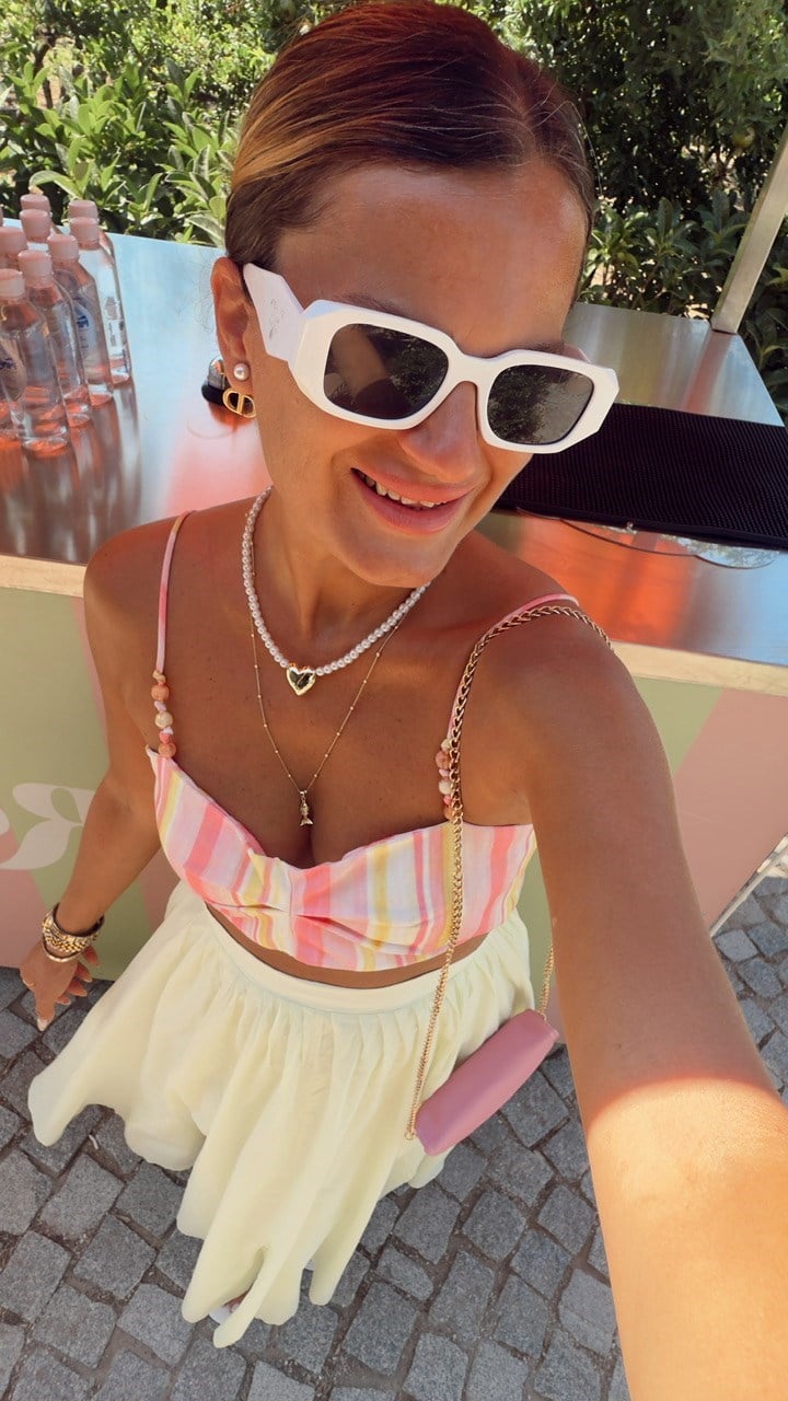 Nişantaşı Butik RENK ÇİZGİLİ KETEN CROP BLUZ