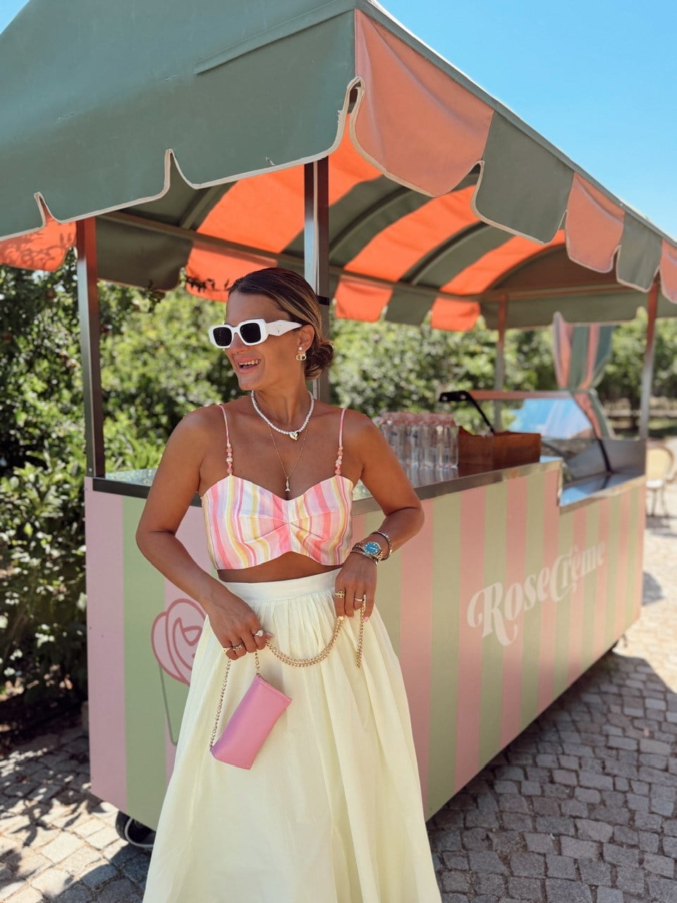 Nişantaşı Butik RENK ÇİZGİLİ KETEN CROP BLUZ