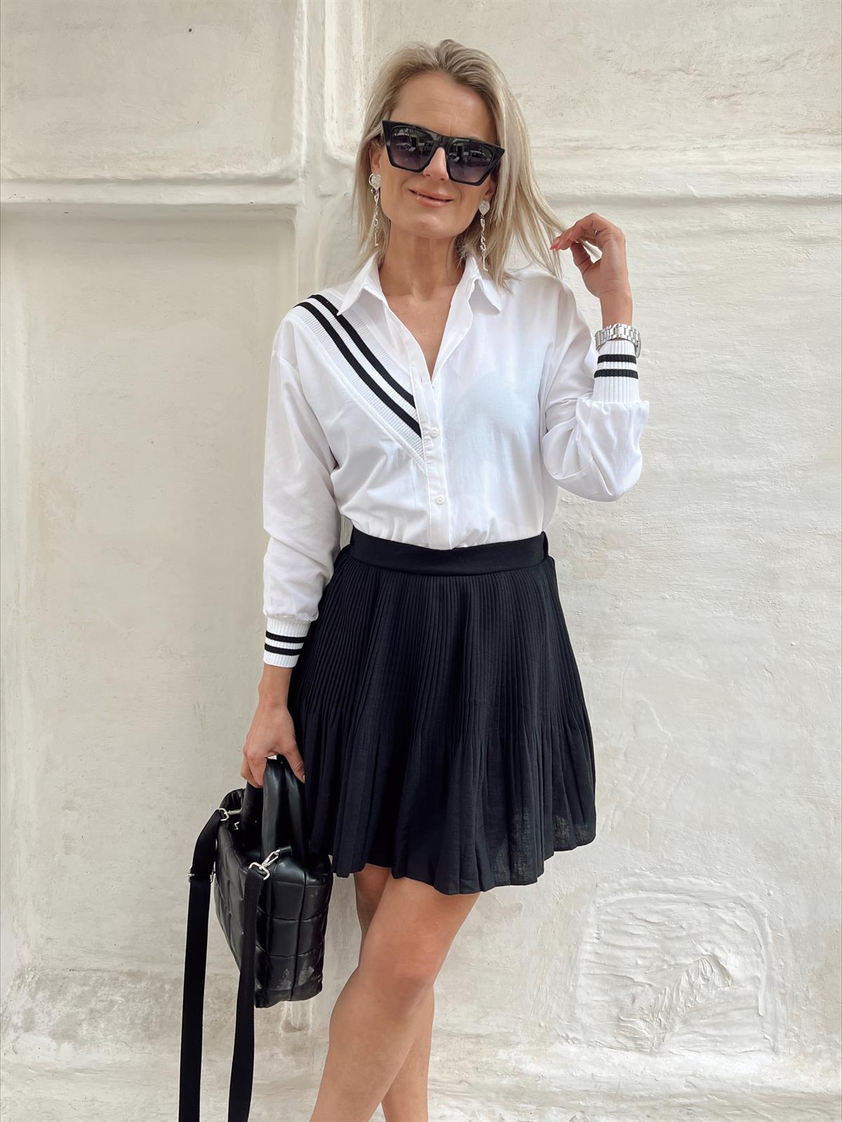 Nişantaşı Butik RİBANA SİYAH ŞERİTLİ GÖMLEK 