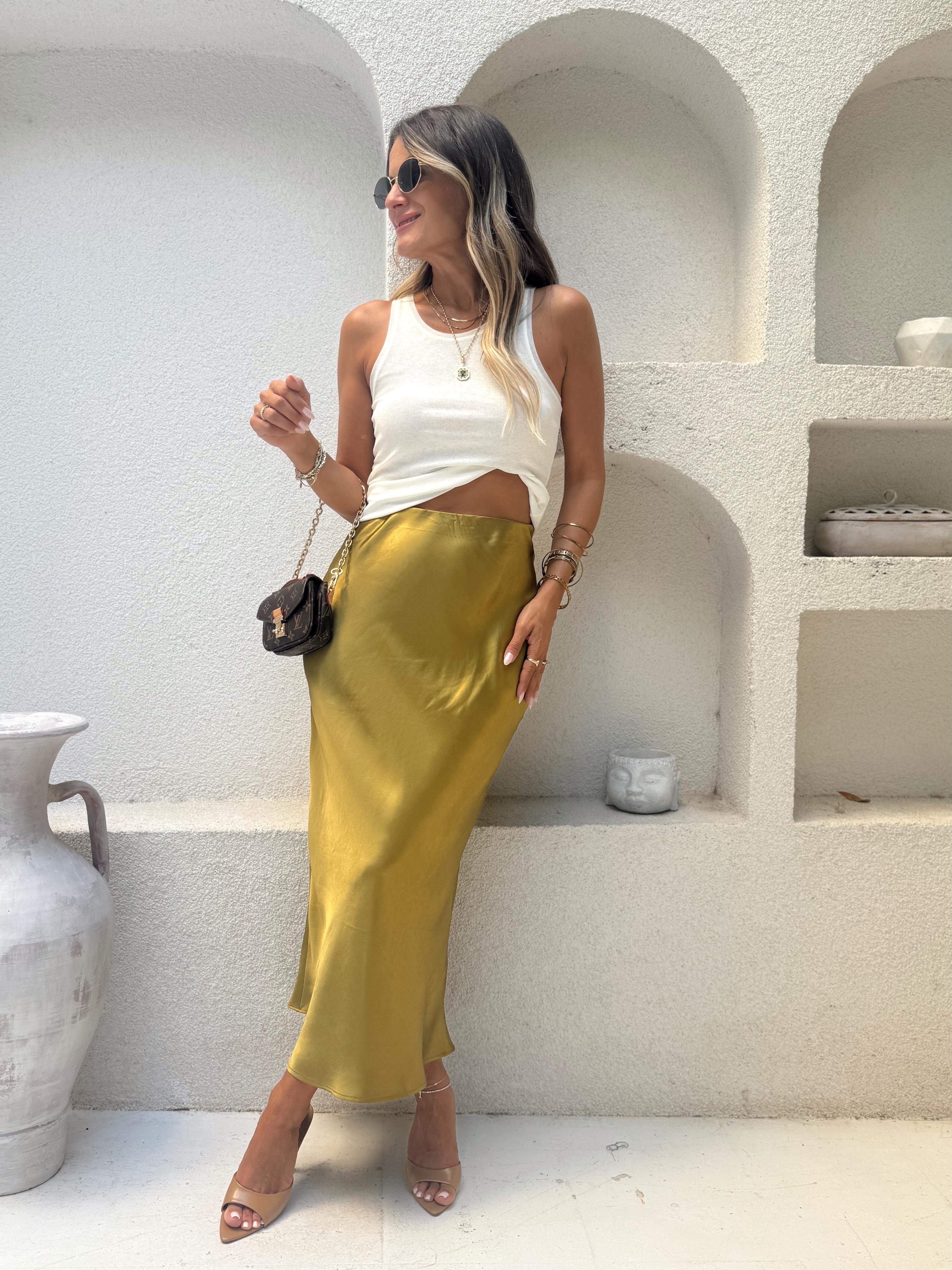 Nişantaşı Butik SATEN OLİVE ETEK