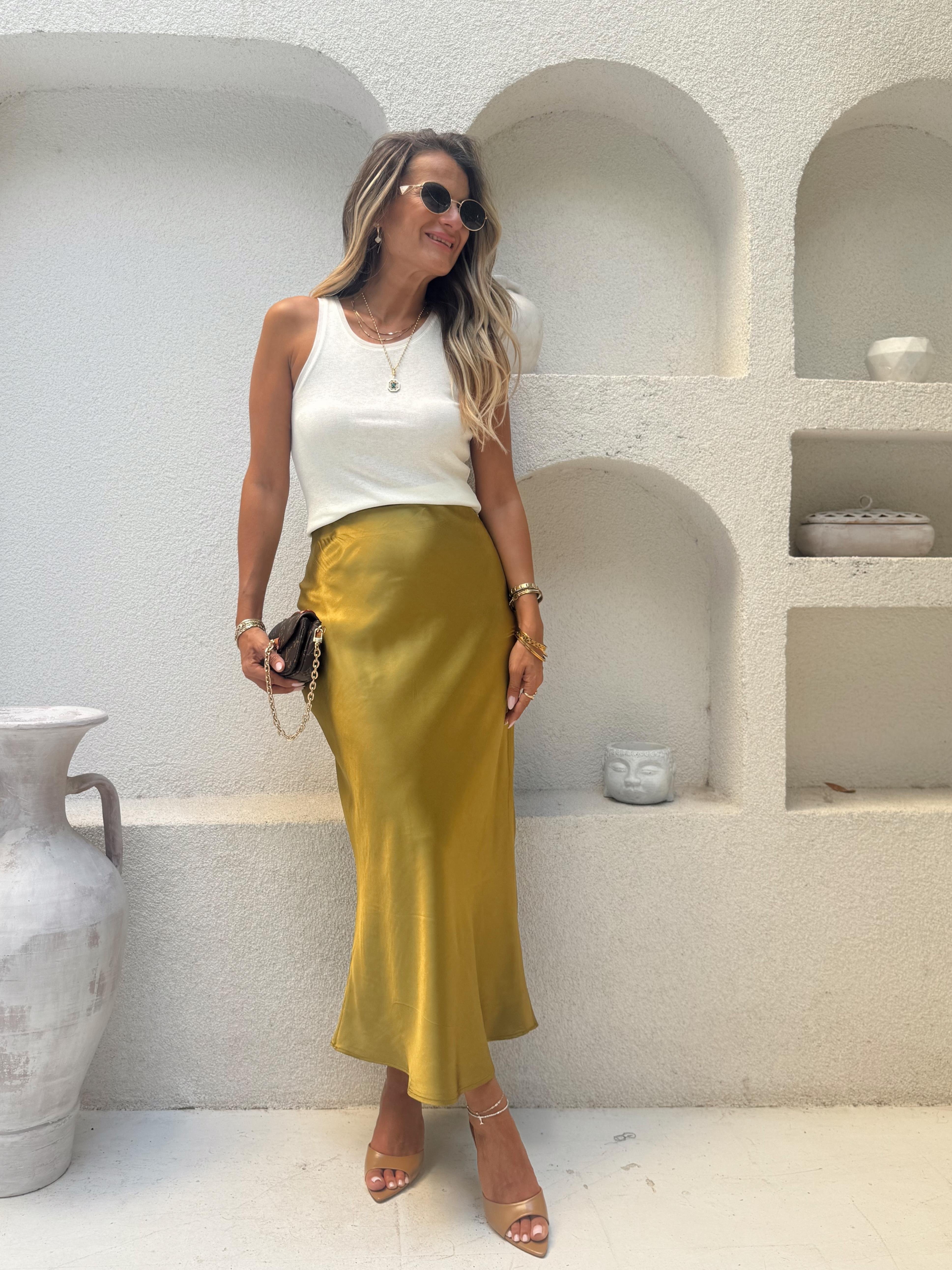 Nişantaşı Butik SATEN OLİVE ETEK