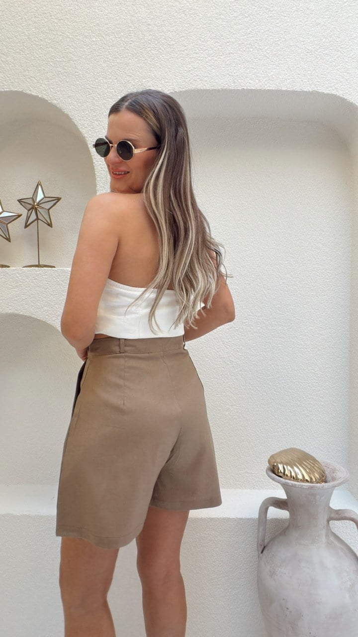 Nişantaşı Butik ŞEHİR BOY KETEN ŞORT VİZON