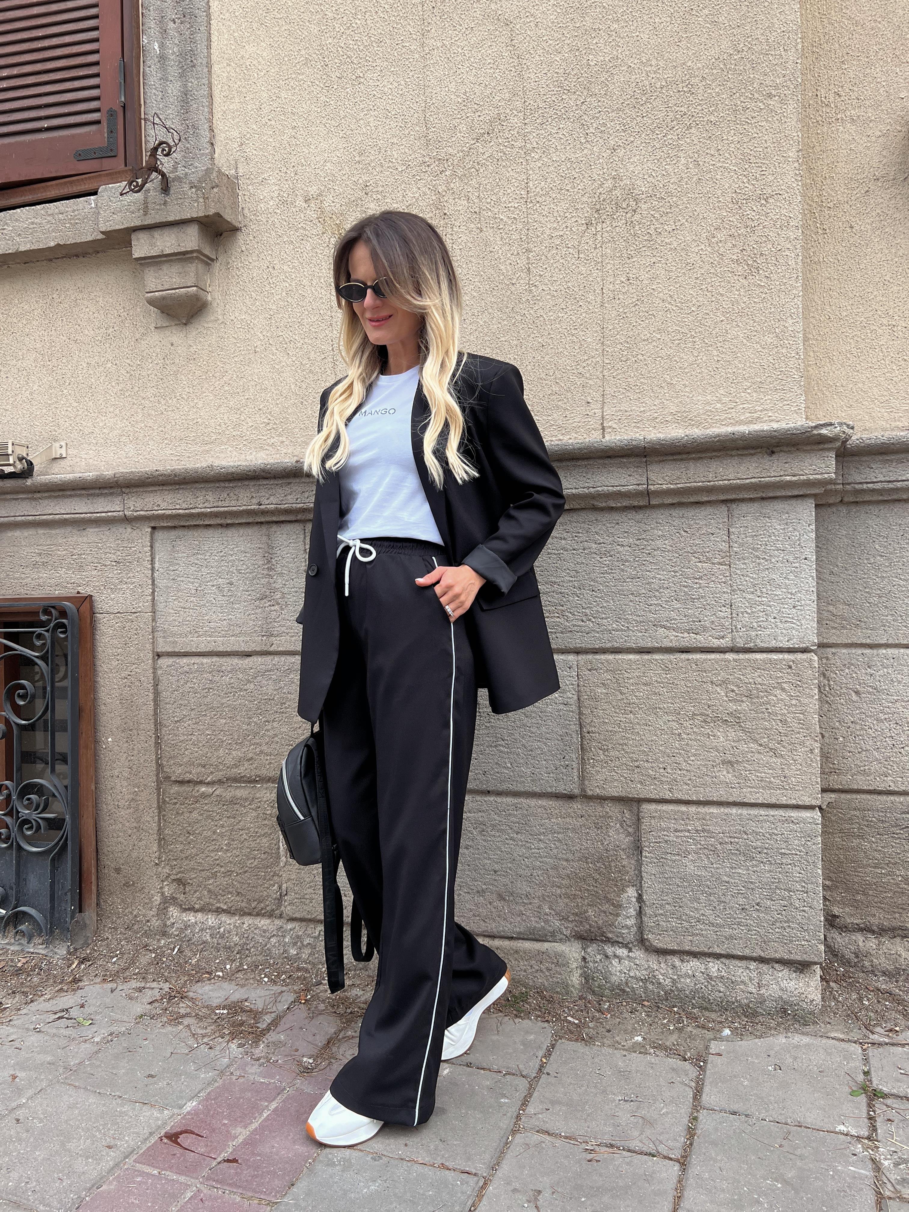 Nişantaşı Butik ŞERİT DETAY BLAZER&PANTOLON TAKIM SİYAH