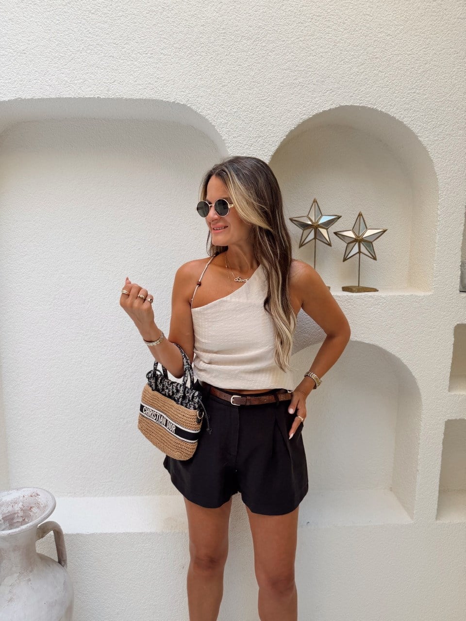 Nişantaşı Butik SIRT DETAY ASİMETRİK BEJ BLUZ