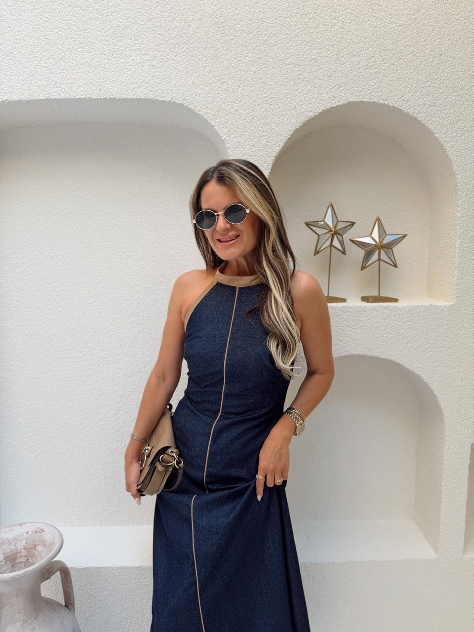 Nişantaşı Butik SIRT DETAY BİYELİ MAXİ ELBİSE