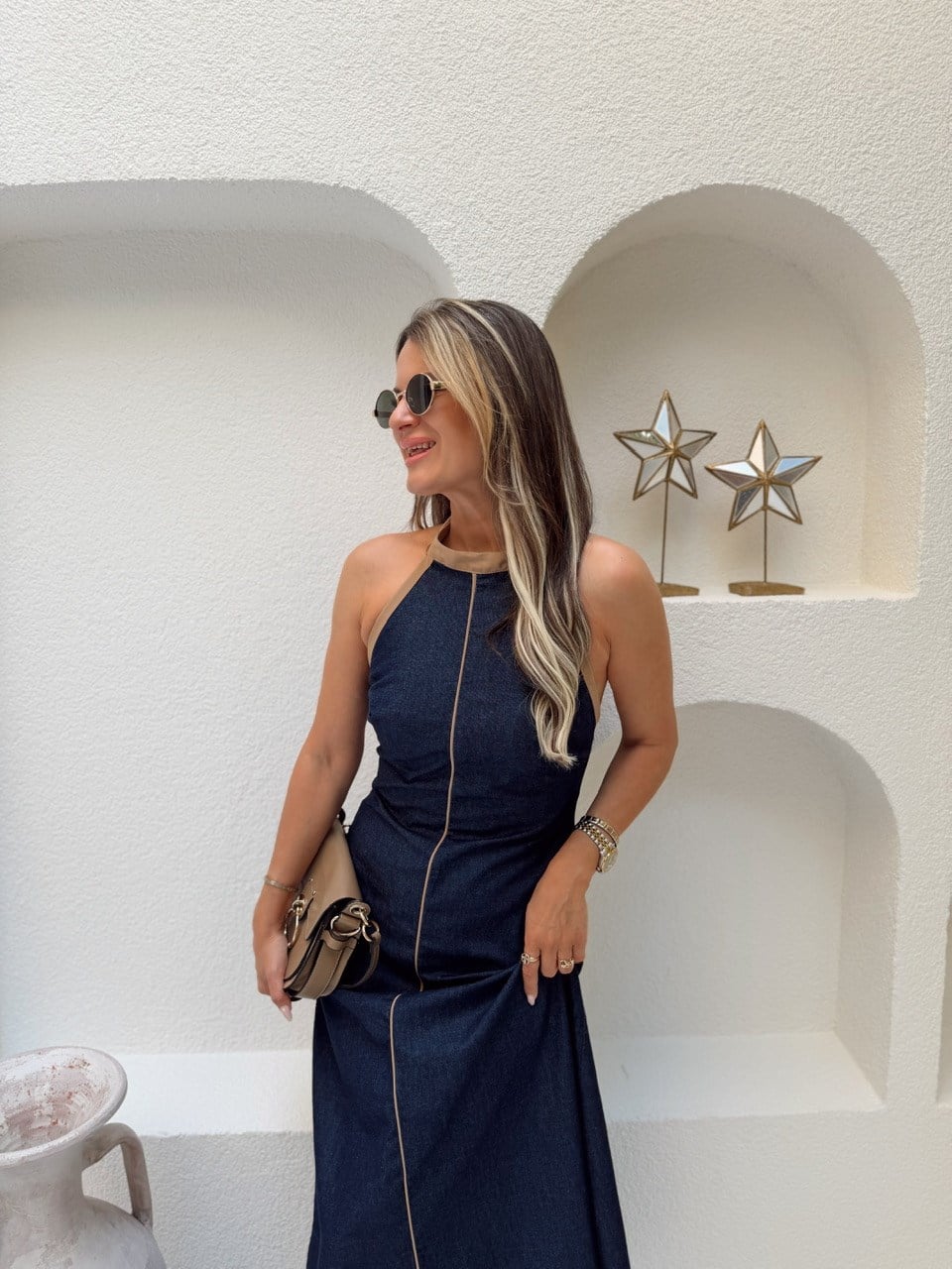 Nişantaşı Butik SIRT DETAY BİYELİ MAXİ ELBİSE