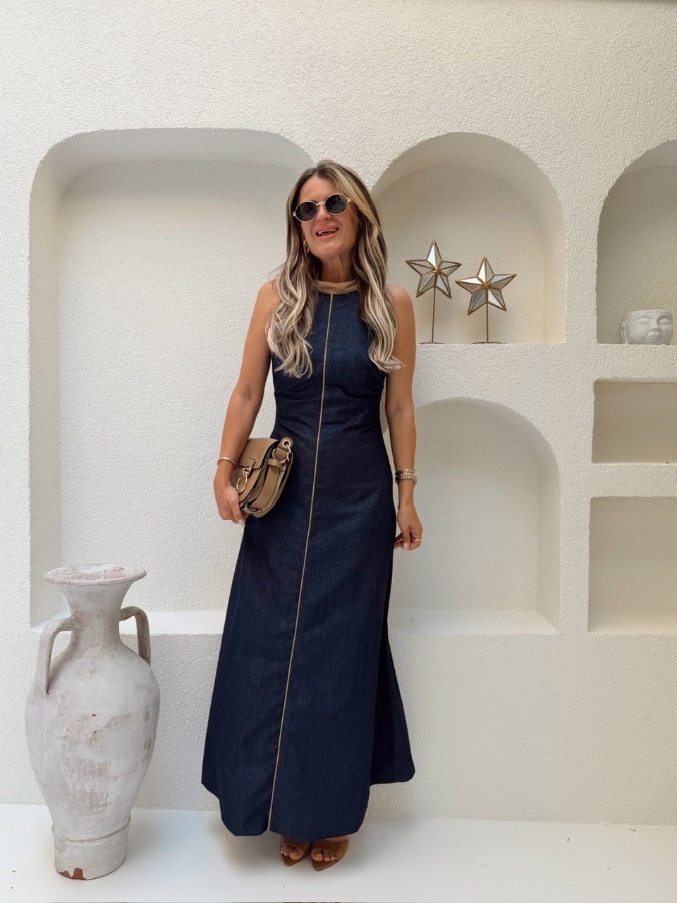 Nişantaşı Butik SIRT DETAY BİYELİ MAXİ ELBİSE