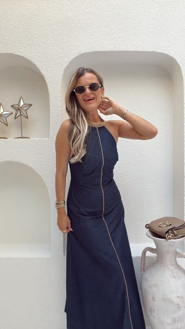 Nişantaşı Butik SIRT DETAY BİYELİ MAXİ ELBİSE