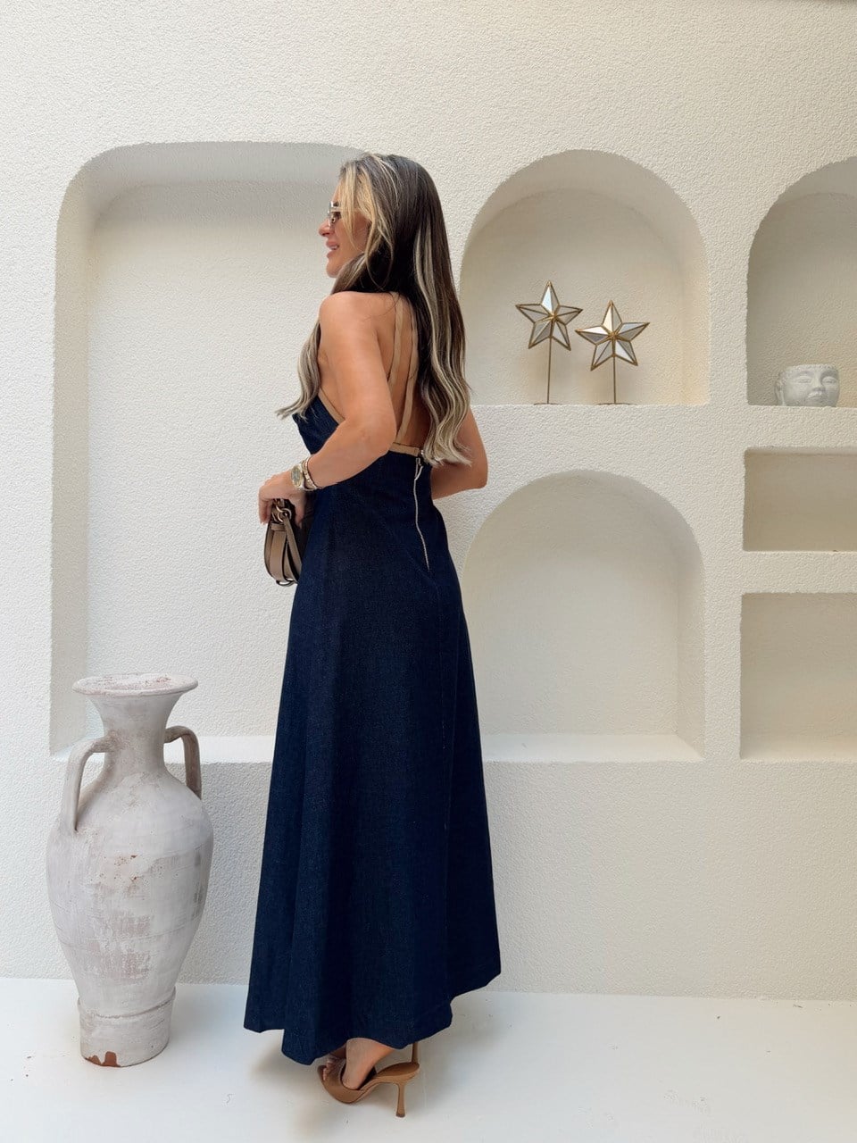 Nişantaşı Butik SIRT DETAY BİYELİ MAXİ ELBİSE