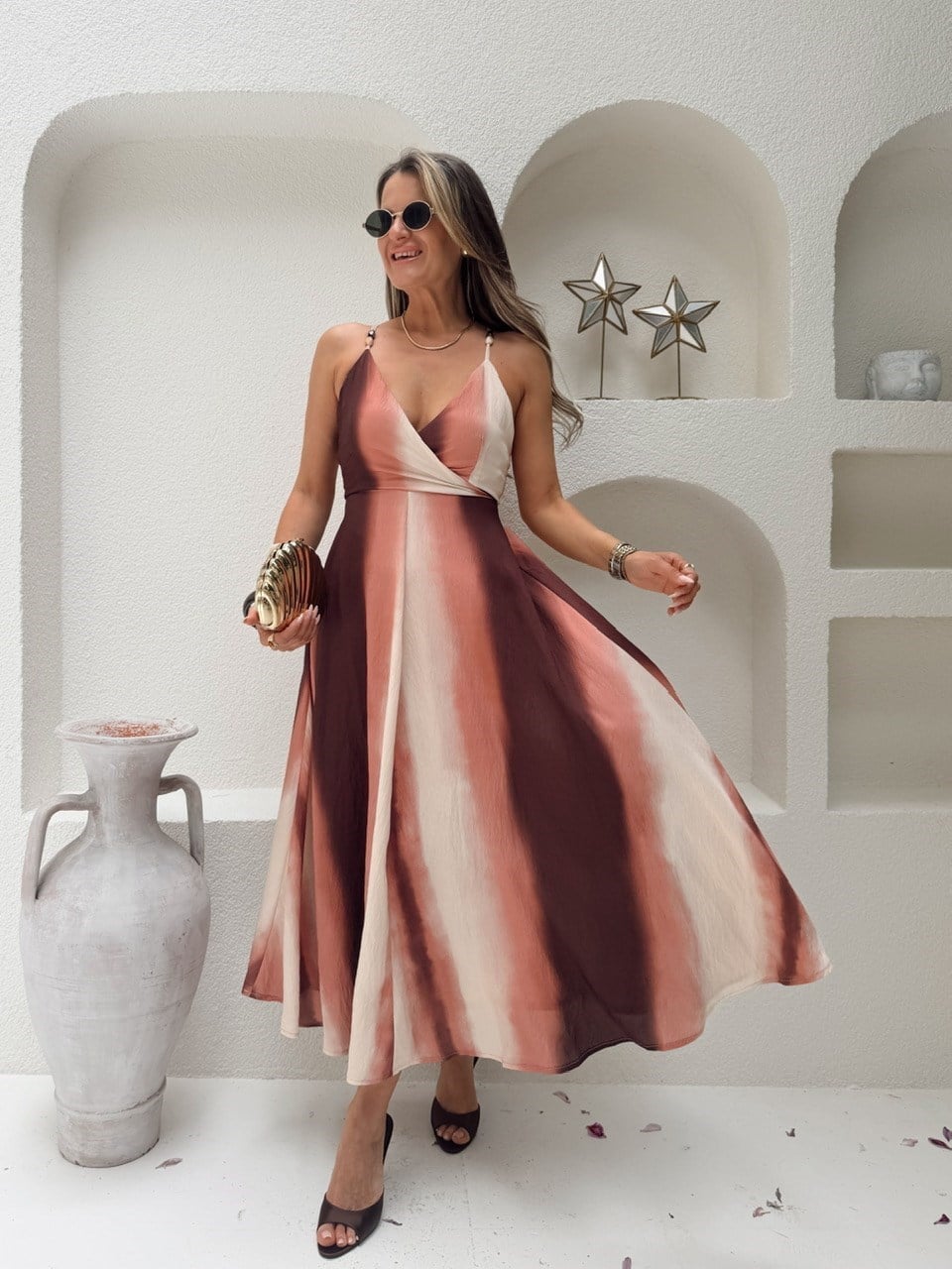 Nişantaşı Butik SIRT DETAY BLOK RENK ELBİSE