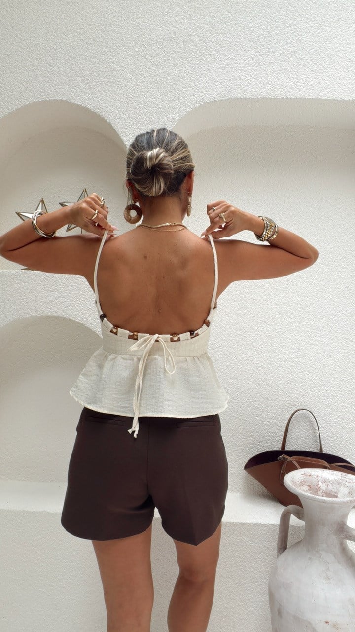 Nişantaşı Butik SIRT DETAY NATURAL BLUZ