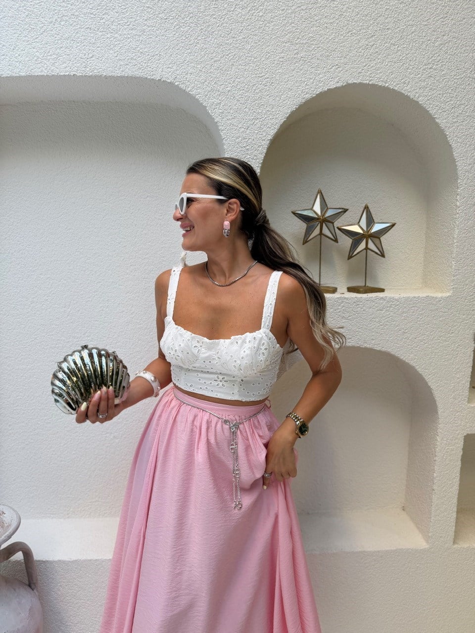 Nişantaşı Butik SIRT GİPELİ FİSTO CROP BLUZ 