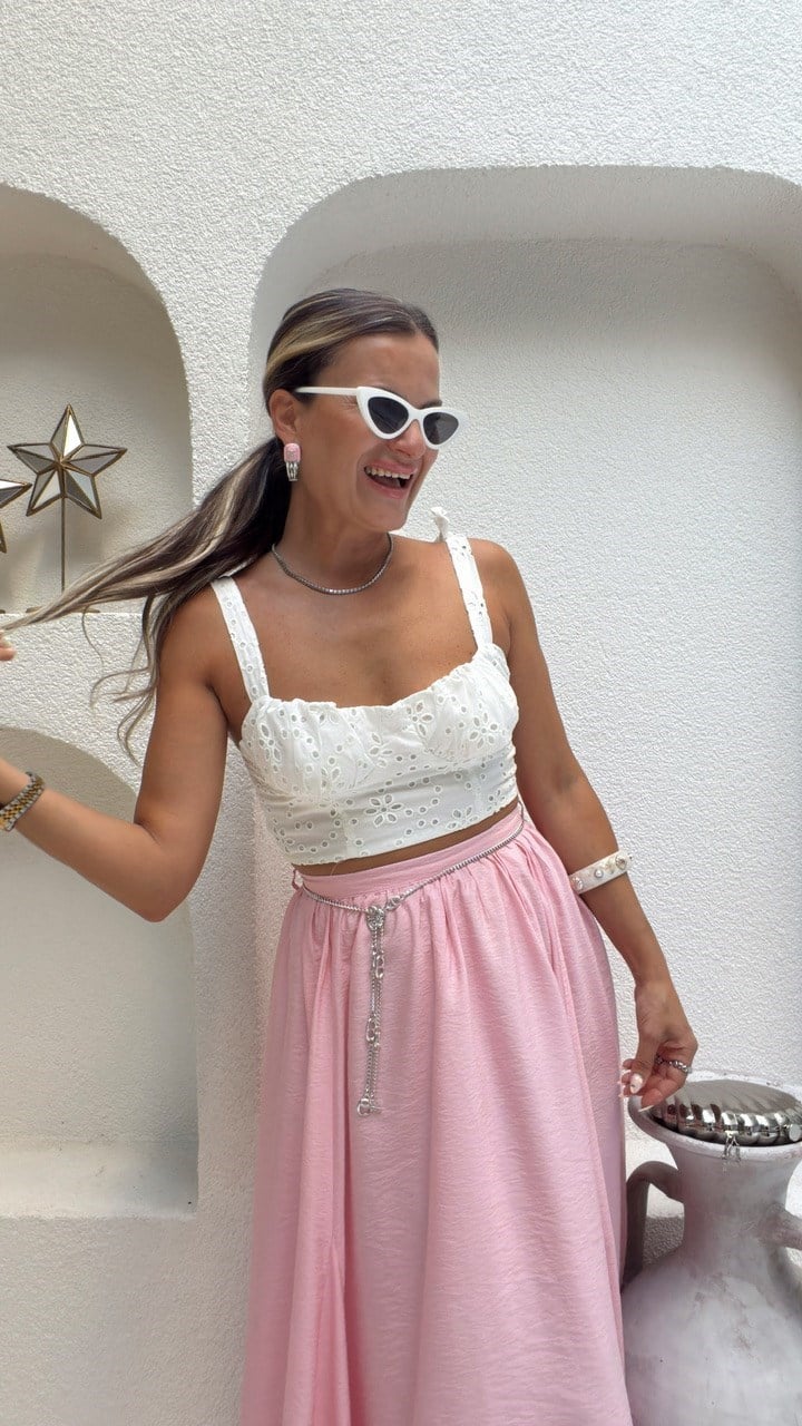 Nişantaşı Butik SIRT GİPELİ FİSTO CROP BLUZ 