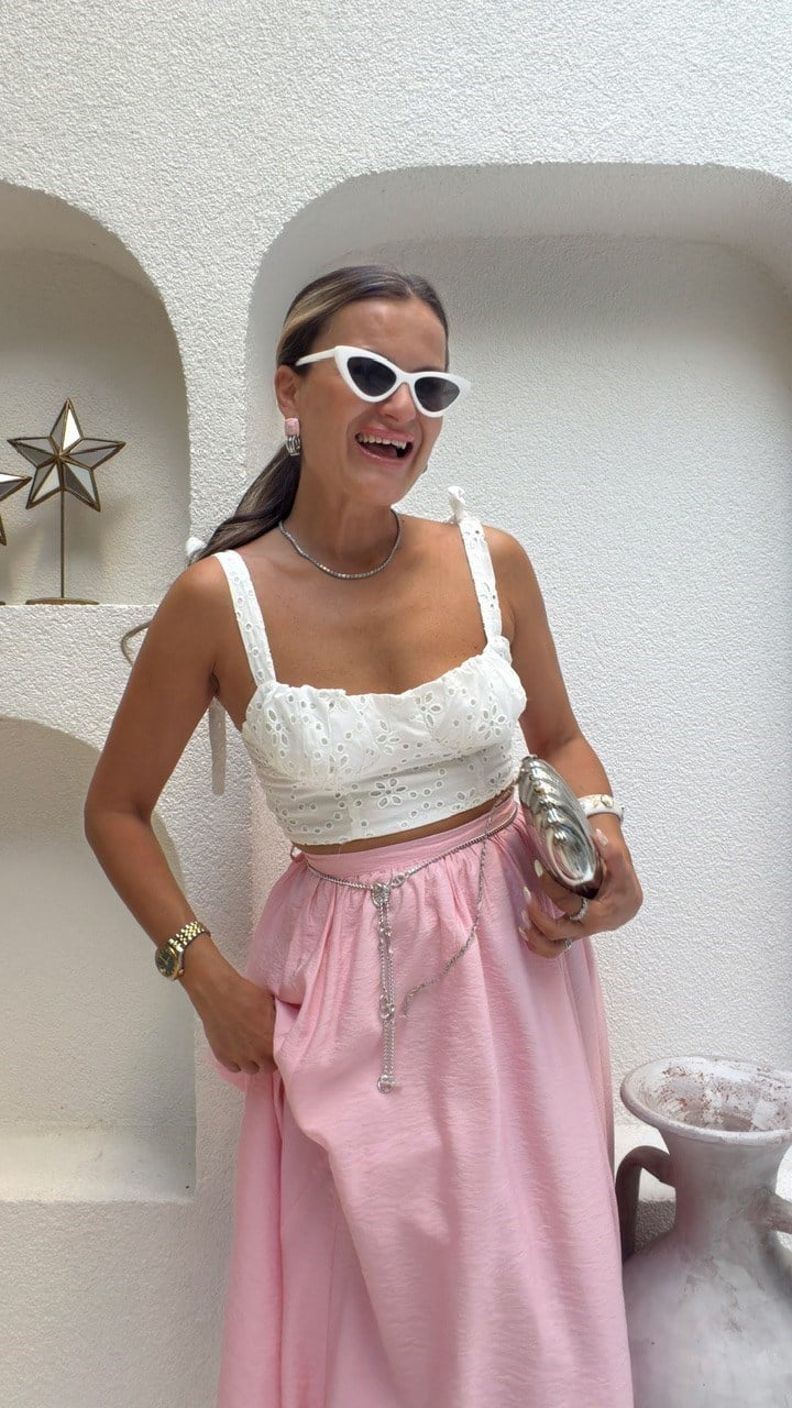 Nişantaşı Butik SIRT GİPELİ FİSTO CROP BLUZ 