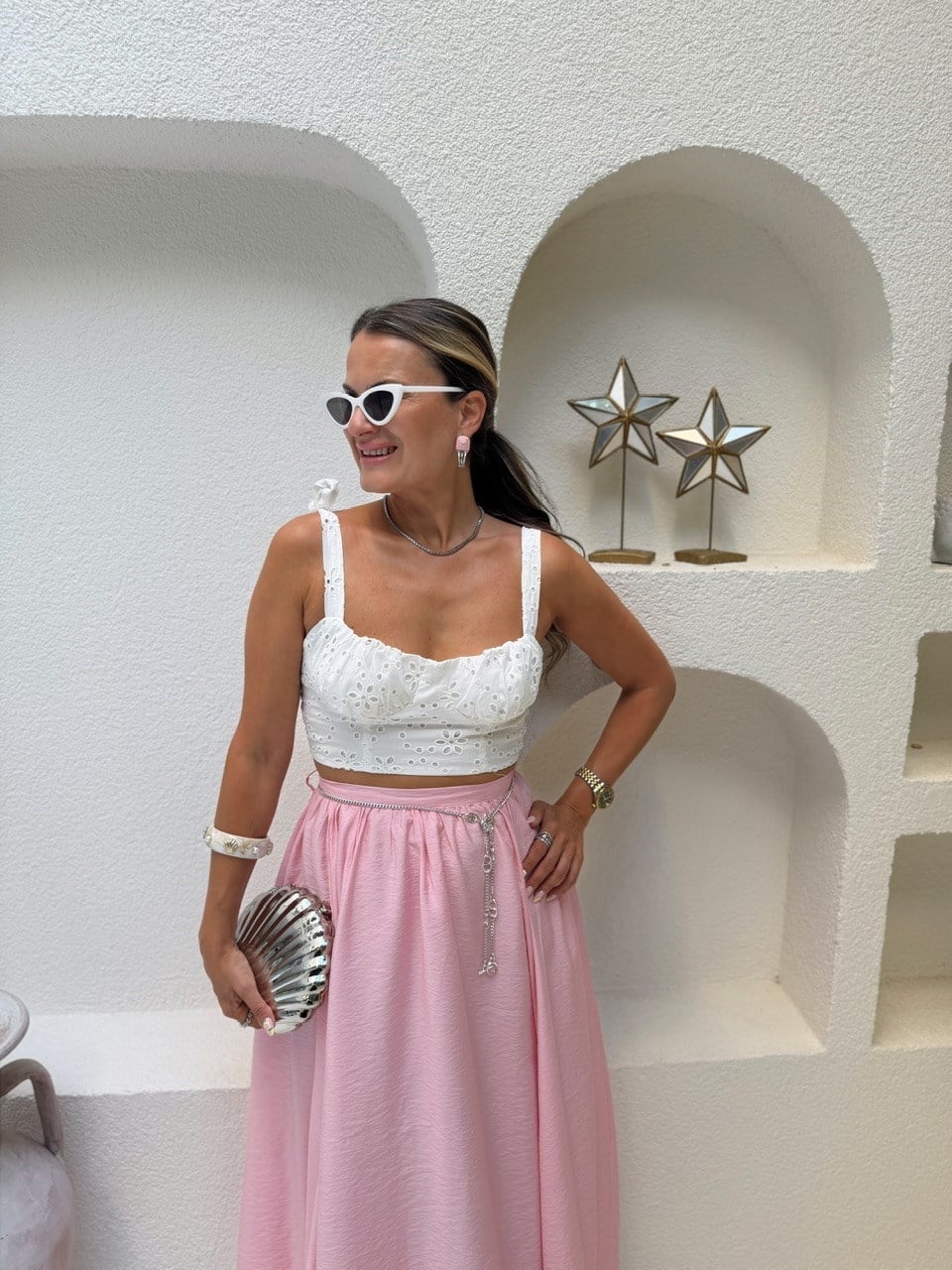 Nişantaşı Butik SIRT GİPELİ FİSTO CROP BLUZ 