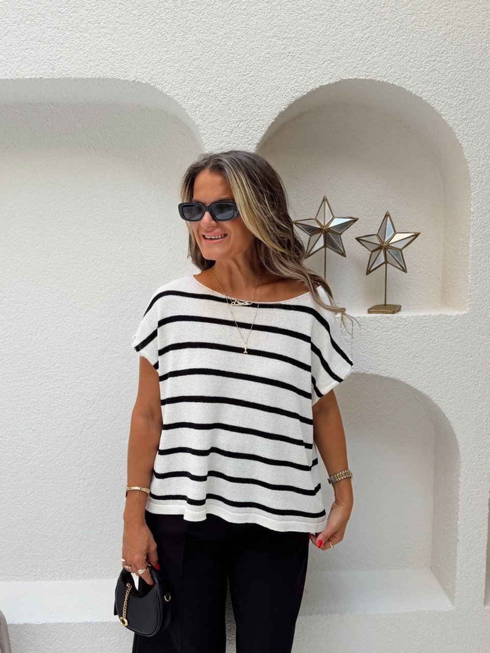 Nişantaşı Butik SİYAH ÇİZGİLİ MERSERİZE 