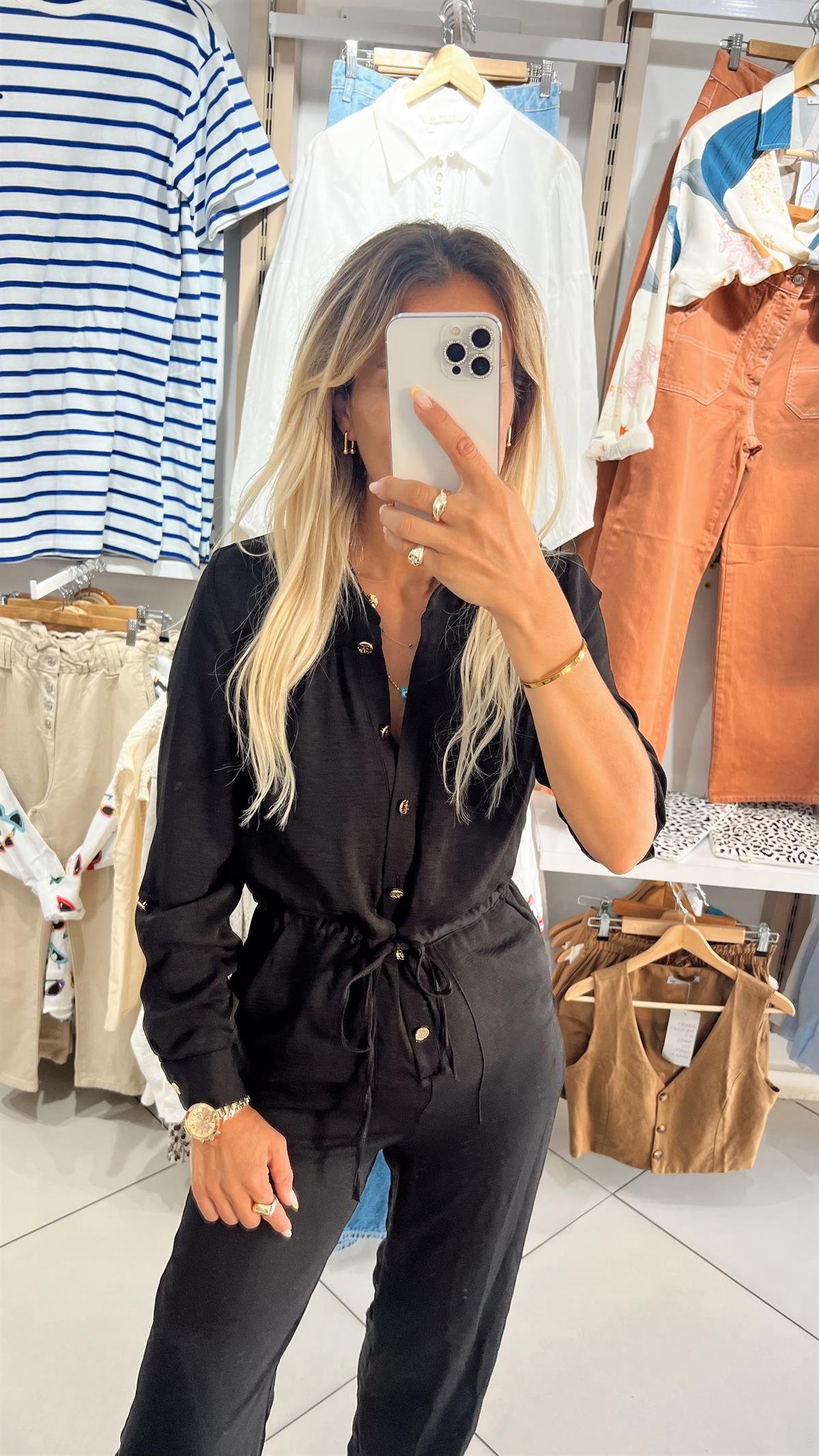 Nişantaşı Butik SİYAH GOLD DÜĞME DETAY TULUM