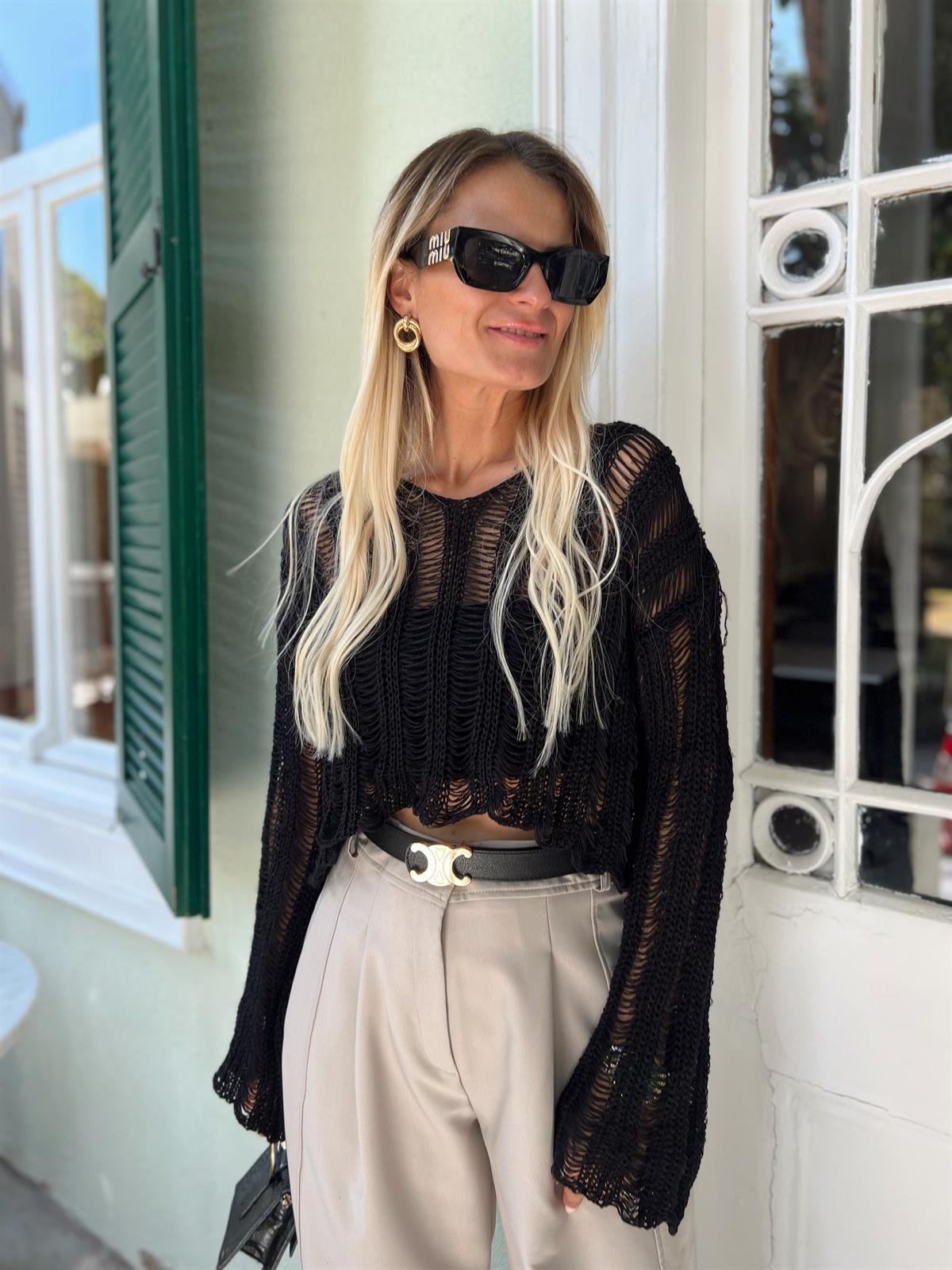 Nişantaşı Butik SİYAH MERSERİZE BLUZ