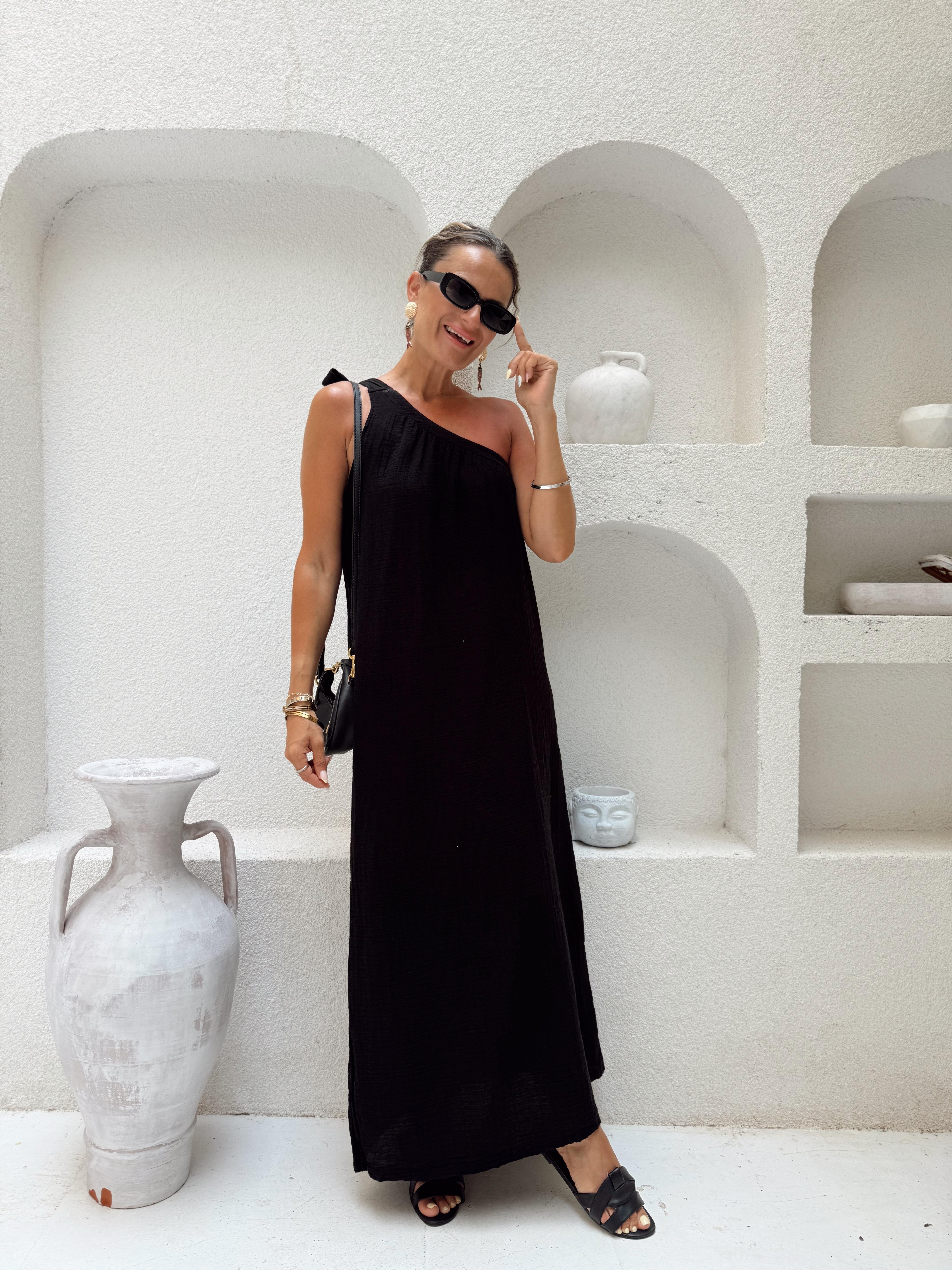 Nişantaşı Butik SİYAH OMUZ BAGLAMA HELEN ELBİSE