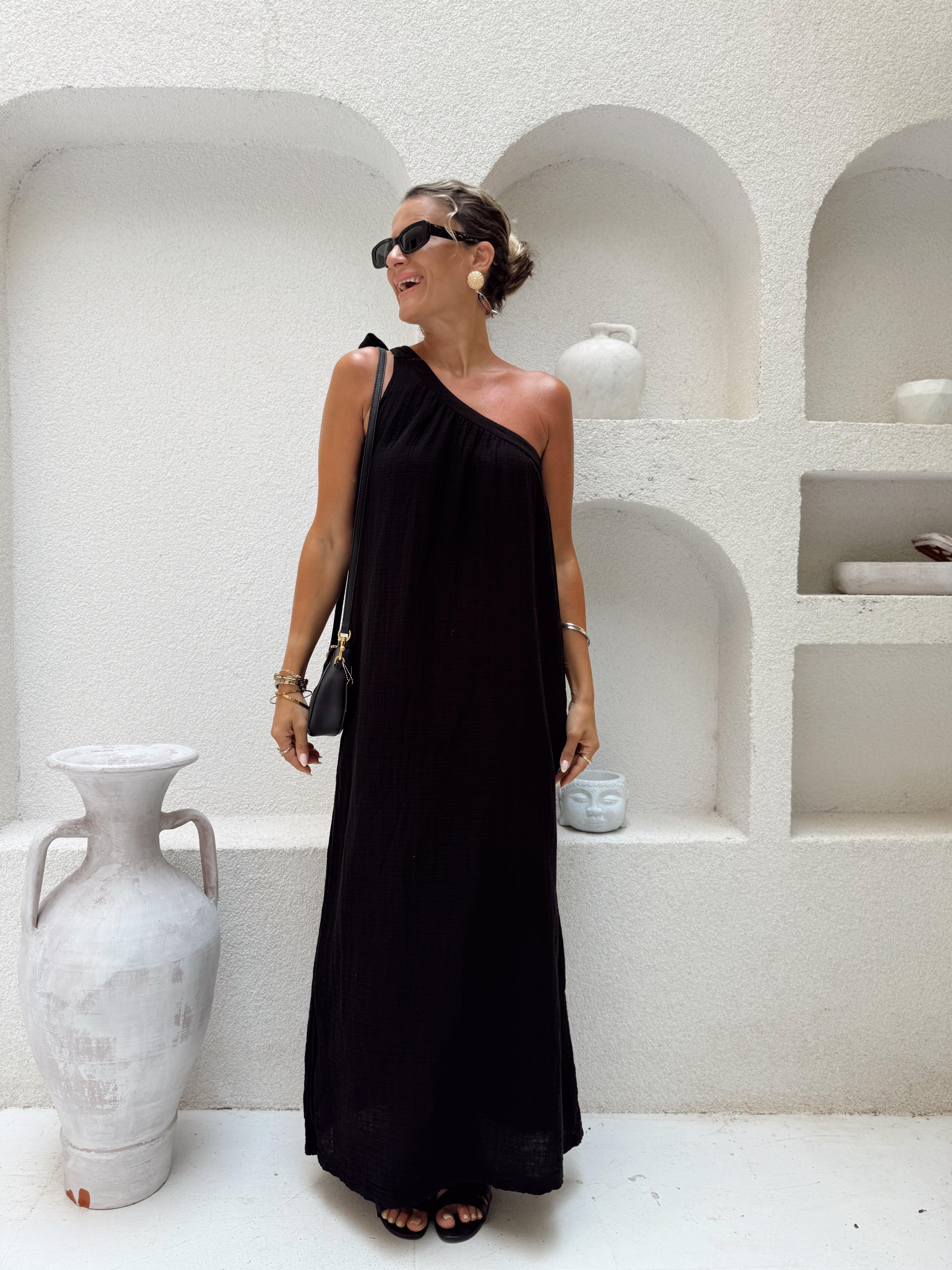 Nişantaşı Butik SİYAH OMUZ BAGLAMA HELEN ELBİSE