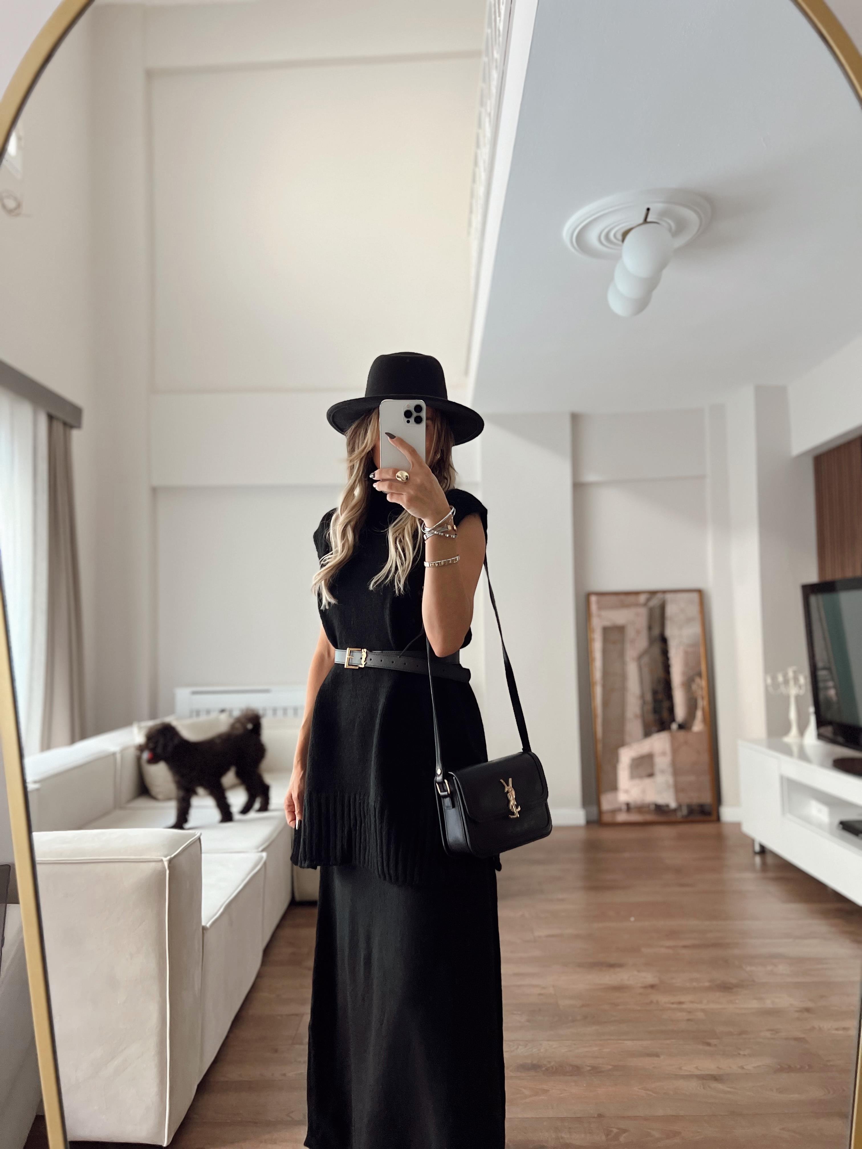 Nişantaşı Butik SÜVETER ETEK TRİKO TAKIM SİYAH