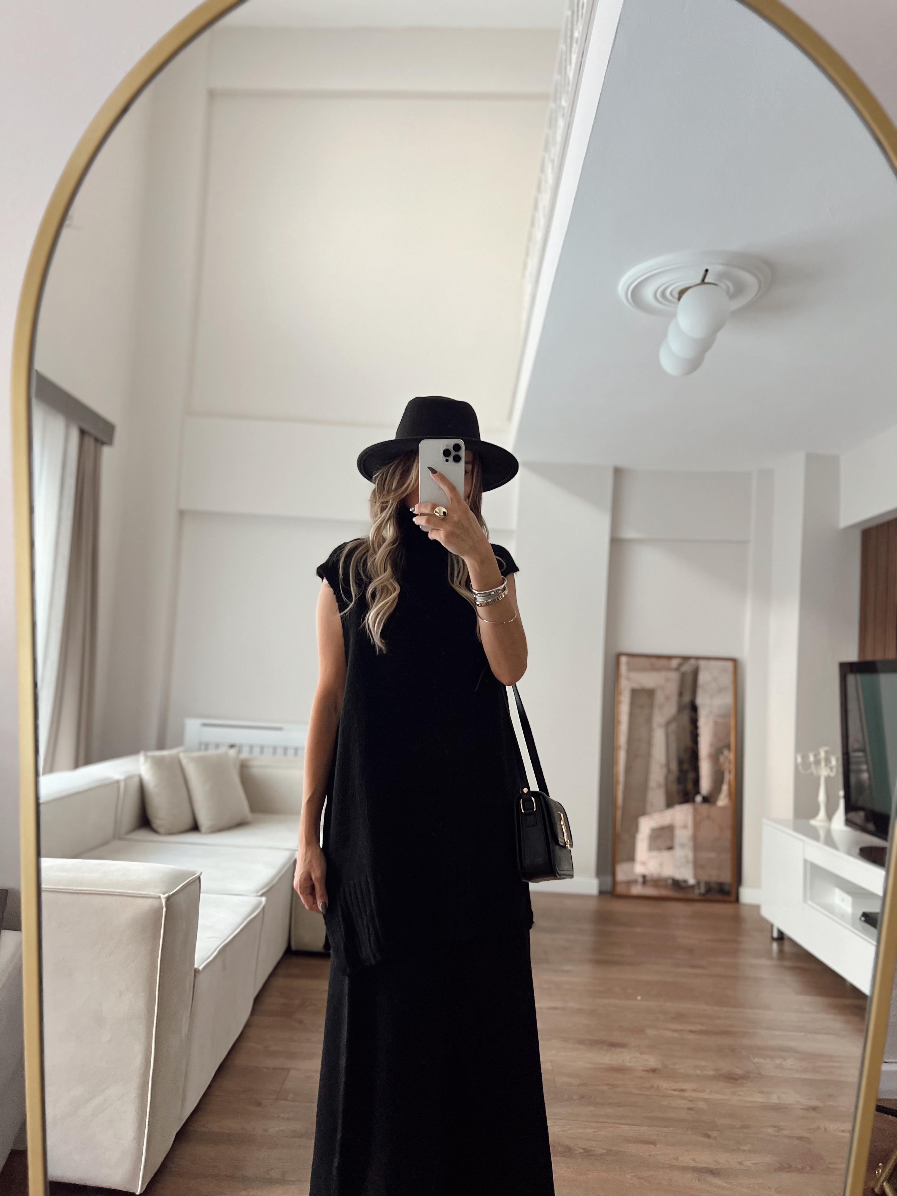Nişantaşı Butik SÜVETER ETEK TRİKO TAKIM SİYAH