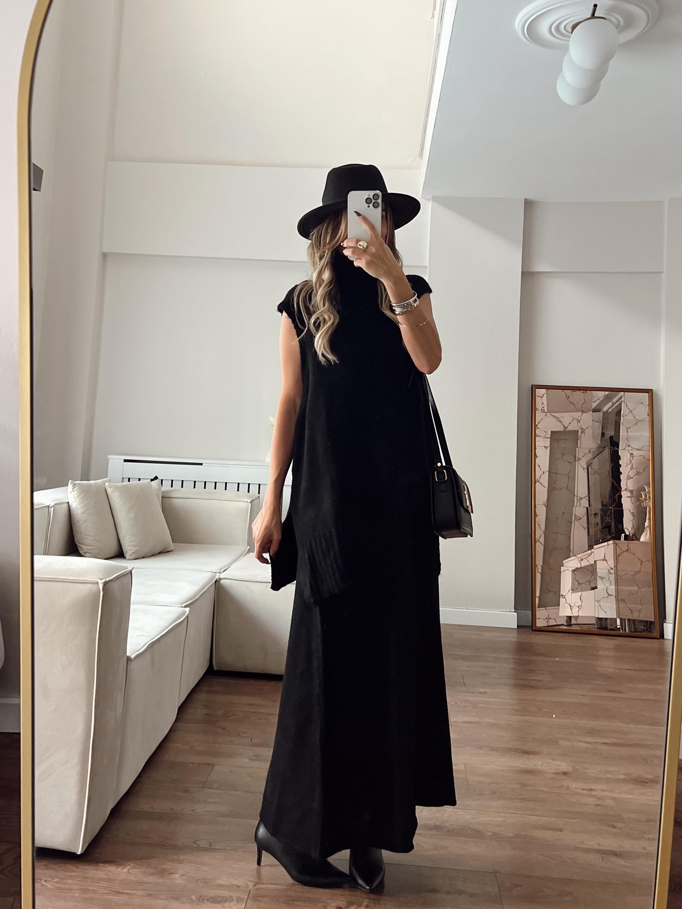 Nişantaşı Butik SÜVETER ETEK TRİKO TAKIM SİYAH