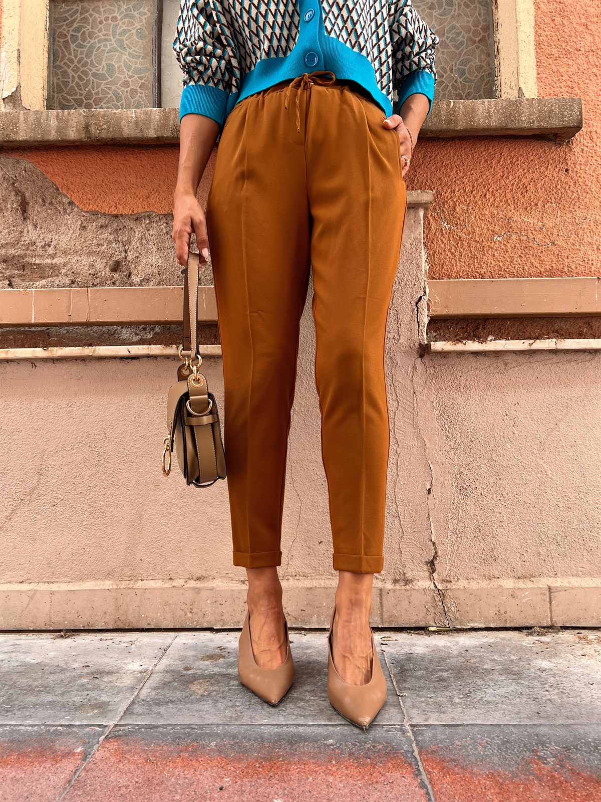 Nişantaşı Butik TABA DUBLE PAÇA KUMAŞ PANTOLON
