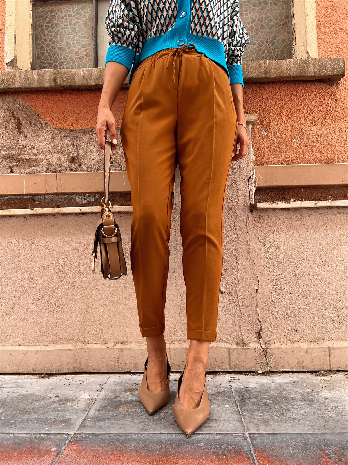 Nişantaşı Butik TABA DUBLE PAÇA KUMAŞ PANTOLON