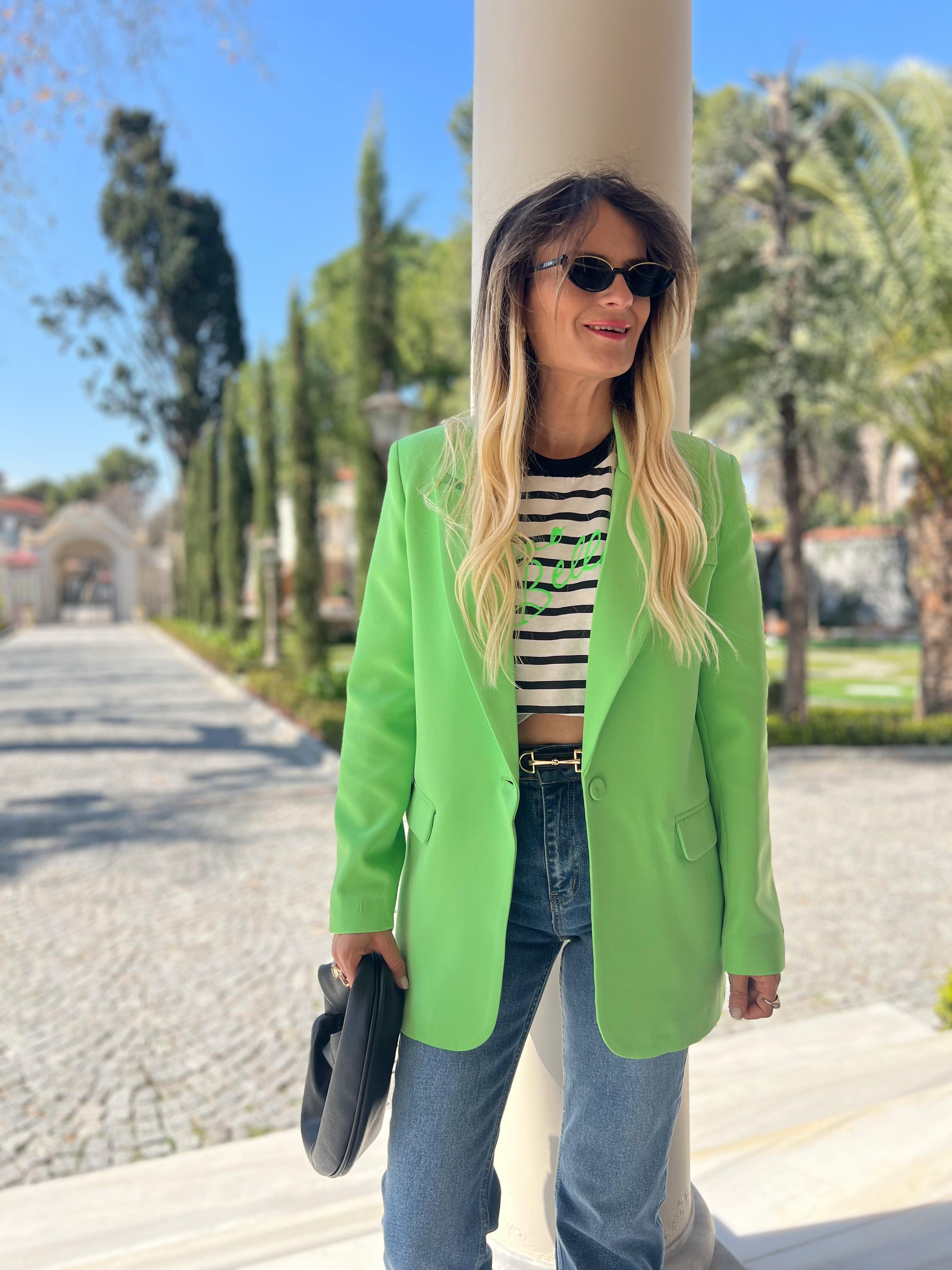 Nişantaşı Butik TEK DÜĞME DETAY BLAZER YEŞİL