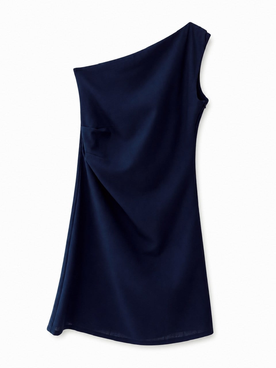 Nişantaşı Butik TEK OMUZ KETEN ELBİSE LACİVERT