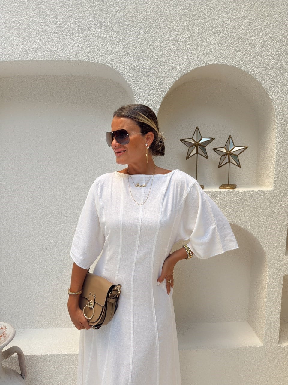 Nişantaşı Butik TERS DİKİŞ MAXİ ELBİSE BEYAZ