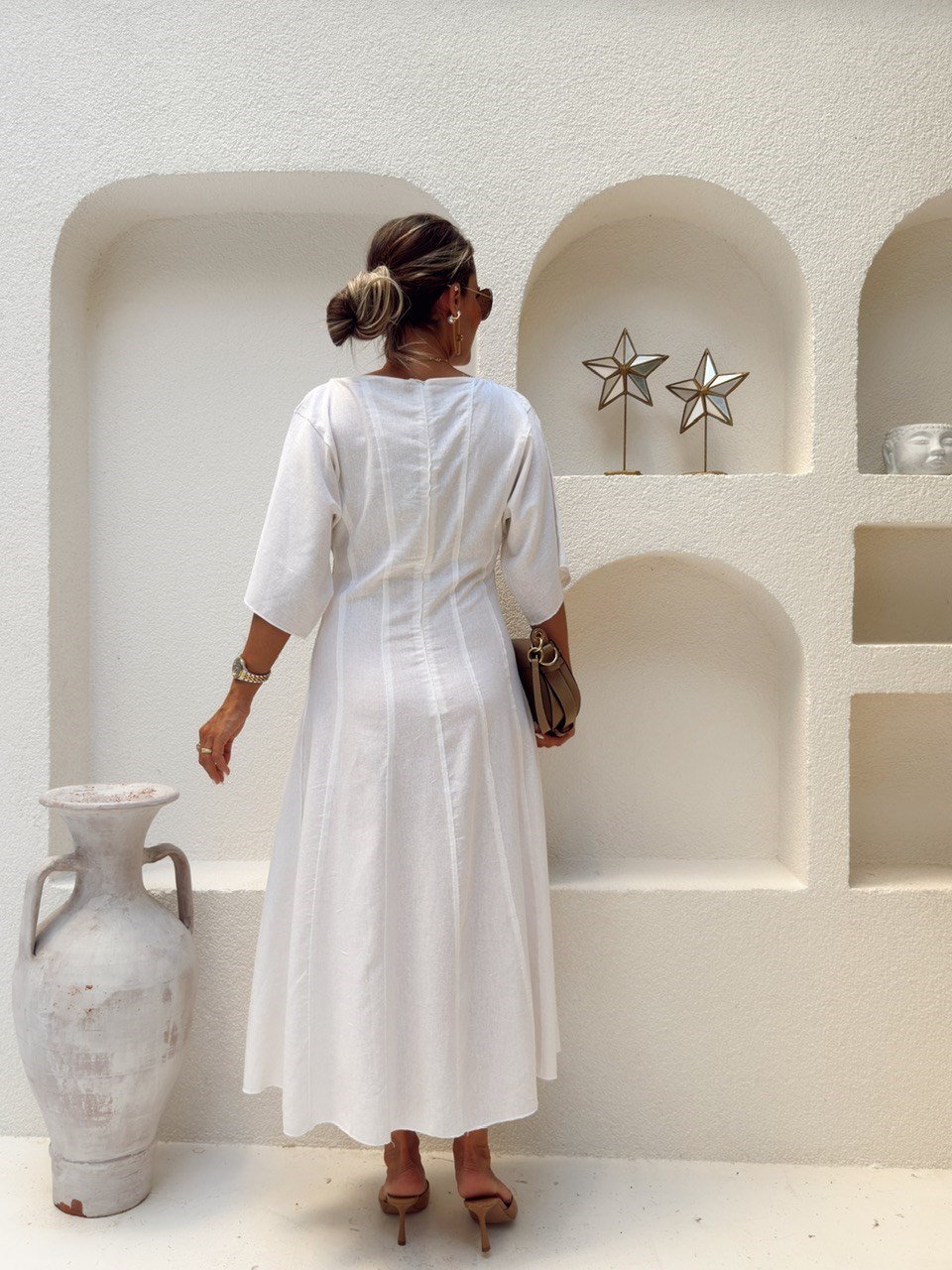 Nişantaşı Butik TERS DİKİŞ MAXİ ELBİSE BEYAZ