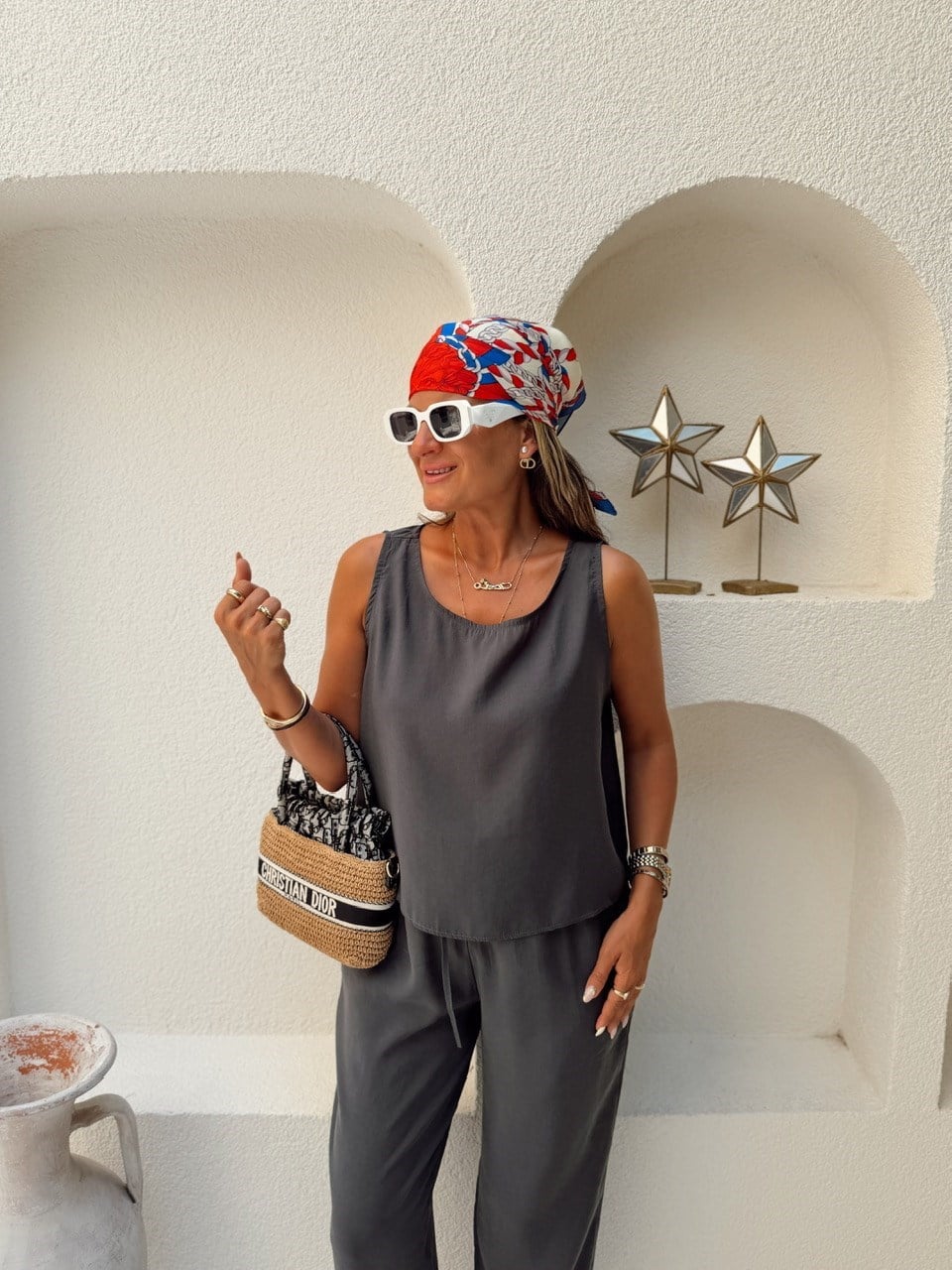Nişantaşı Butik TİRİL PANTOLON BLUZ TAKIM İNDİGO