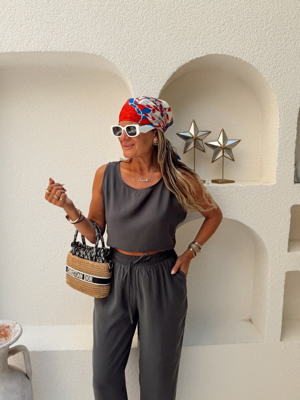 Nişantaşı Butik TİRİL PANTOLON BLUZ TAKIM İNDİGO