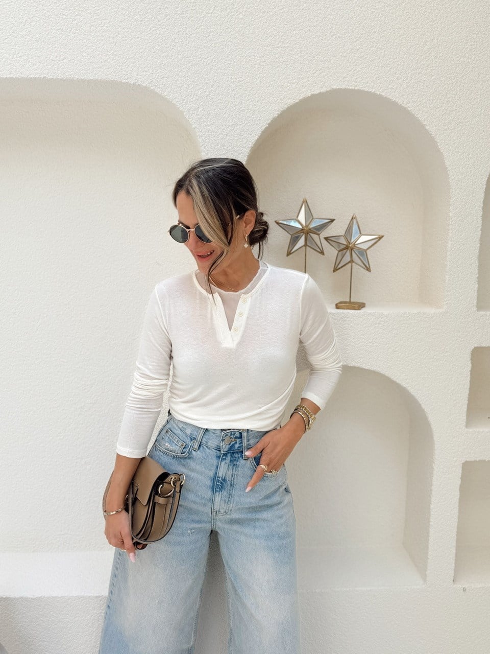 Nişantaşı Butik TÜL DETAYLI BASİC BLUZ BEYAZ 