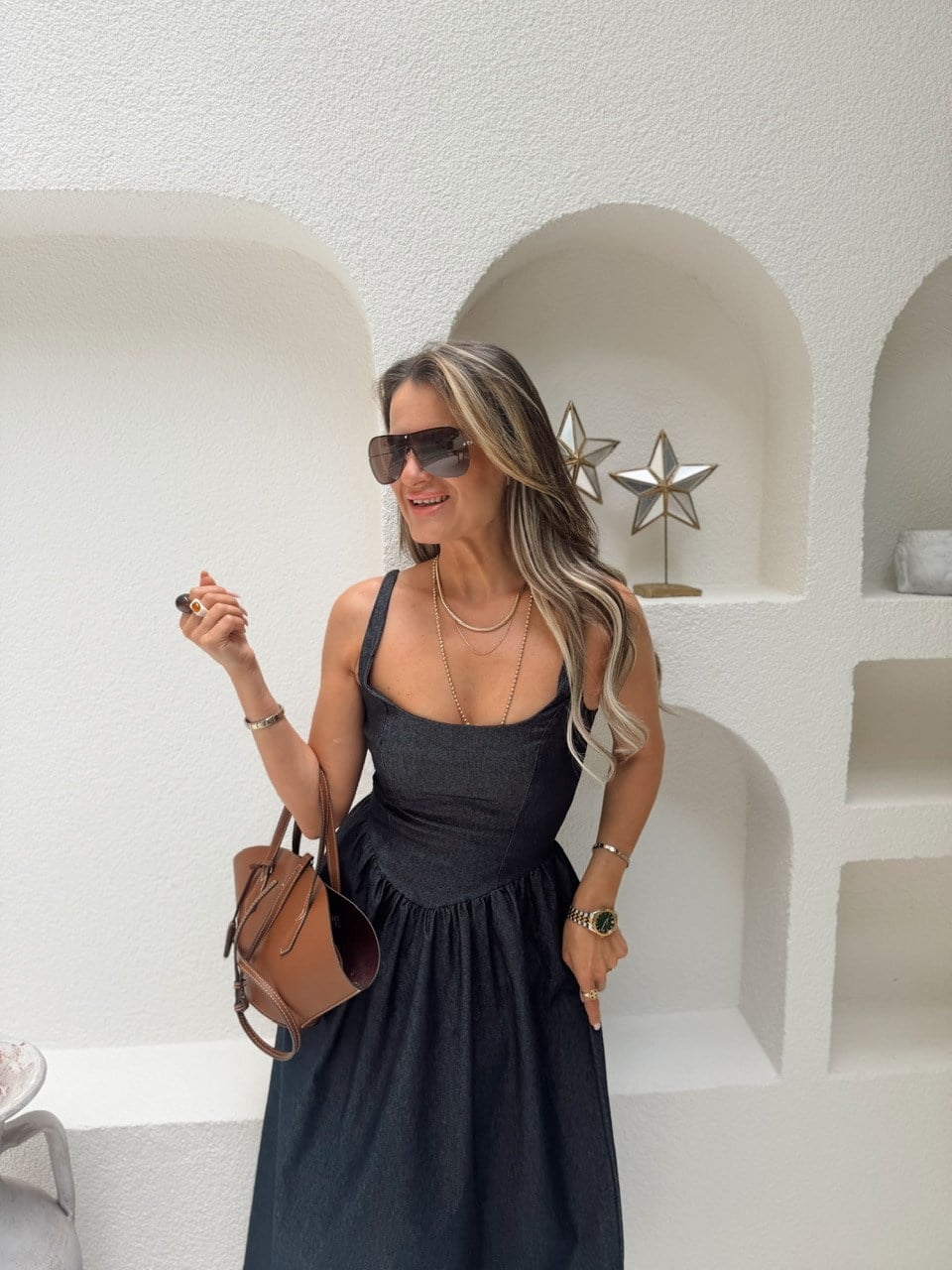 Nişantaşı Butik U YAKA BEL DETAY KONTRAST LİKRALI ELBİSE