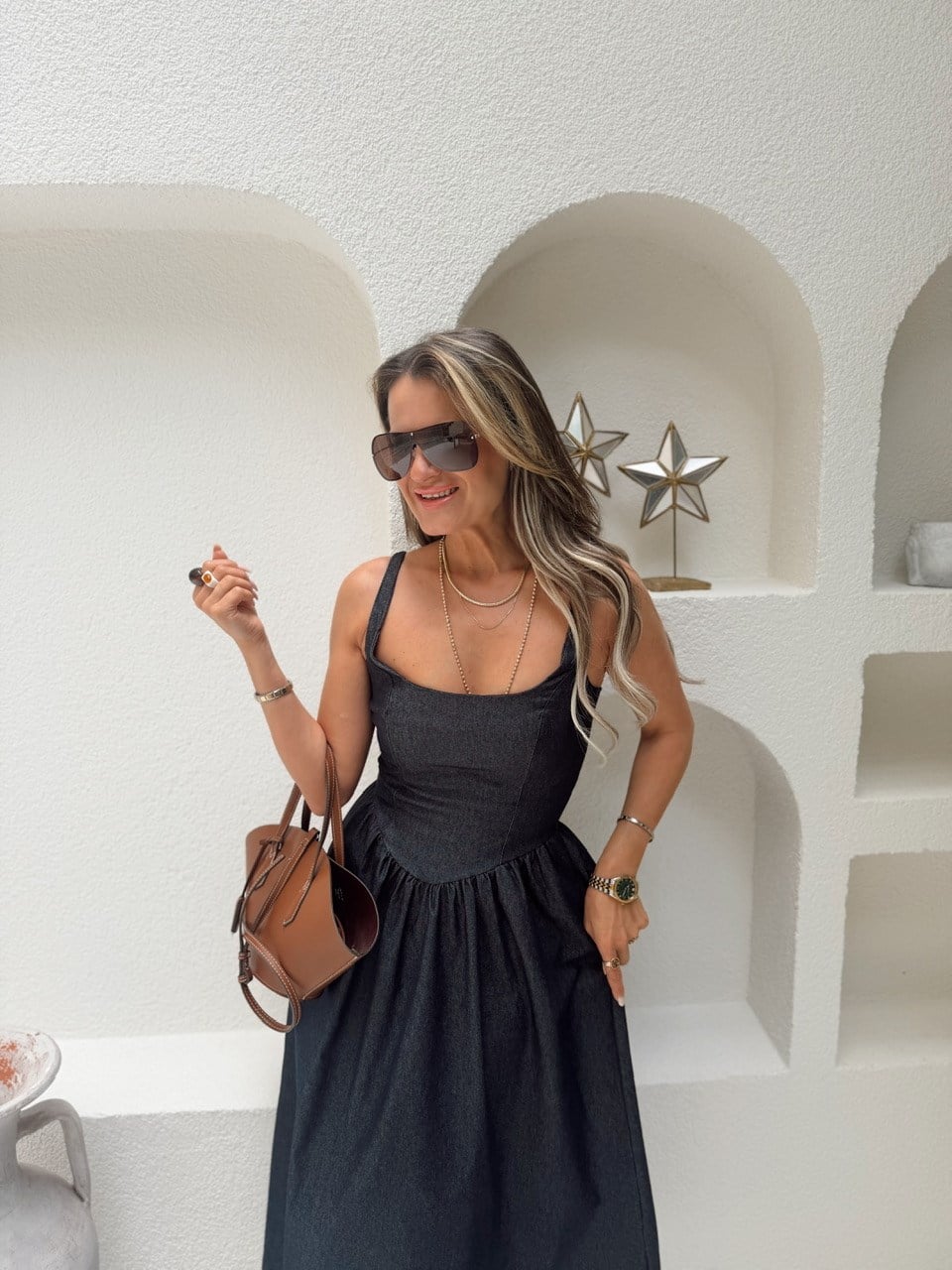 Nişantaşı Butik U YAKA BEL DETAY KONTRAST LİKRALI ELBİSE