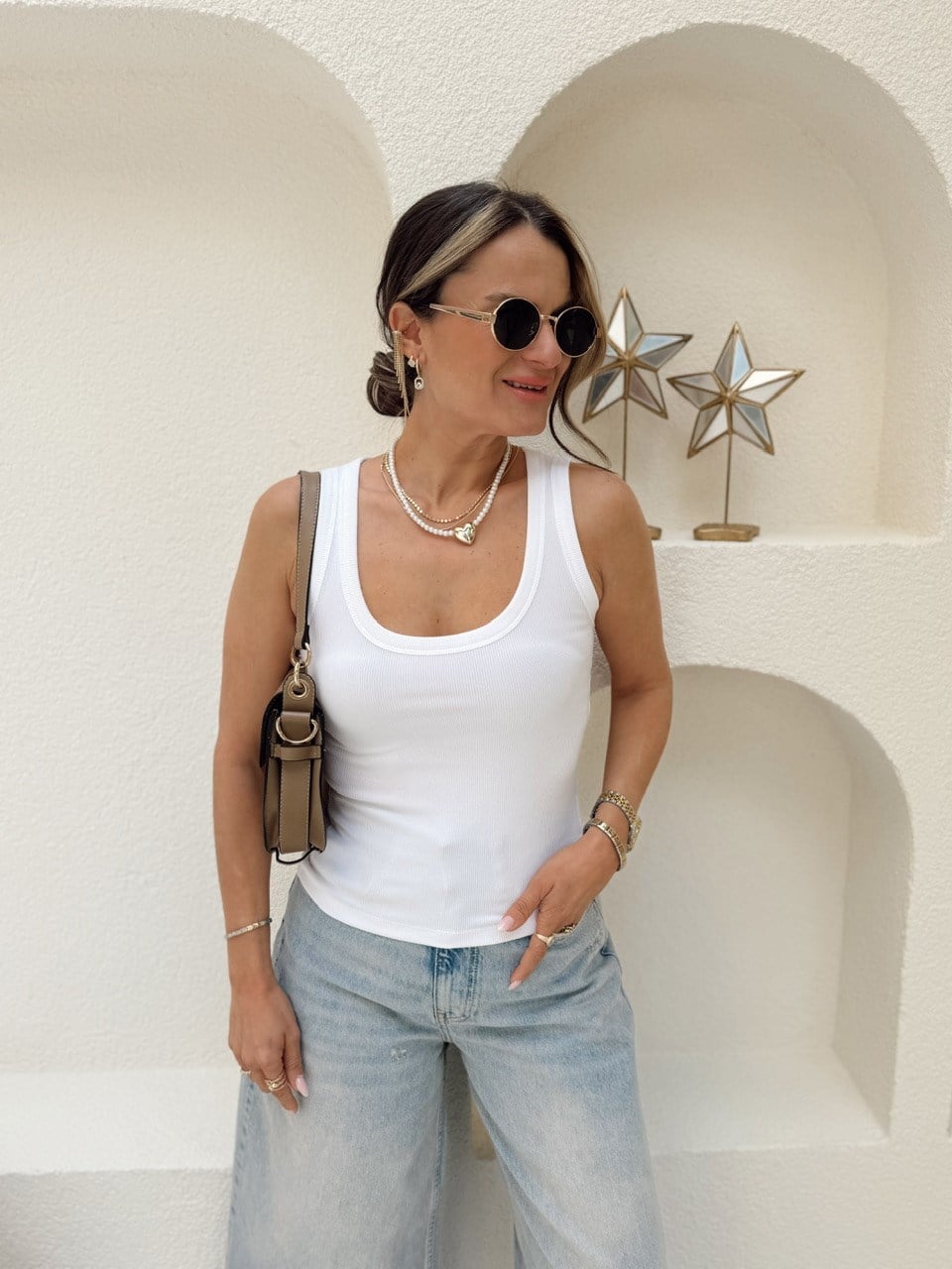 Nişantaşı Butik U YAKA FİTİLLİ BASİC BEYAZ
