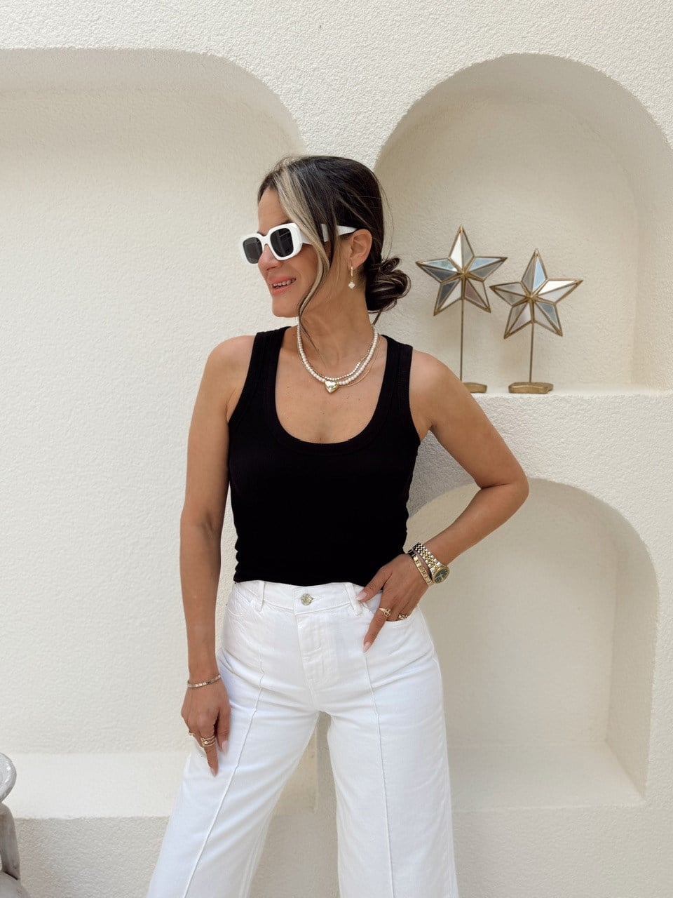 Nişantaşı Butik U YAKA FİTİLLİ BASİC SİYAH