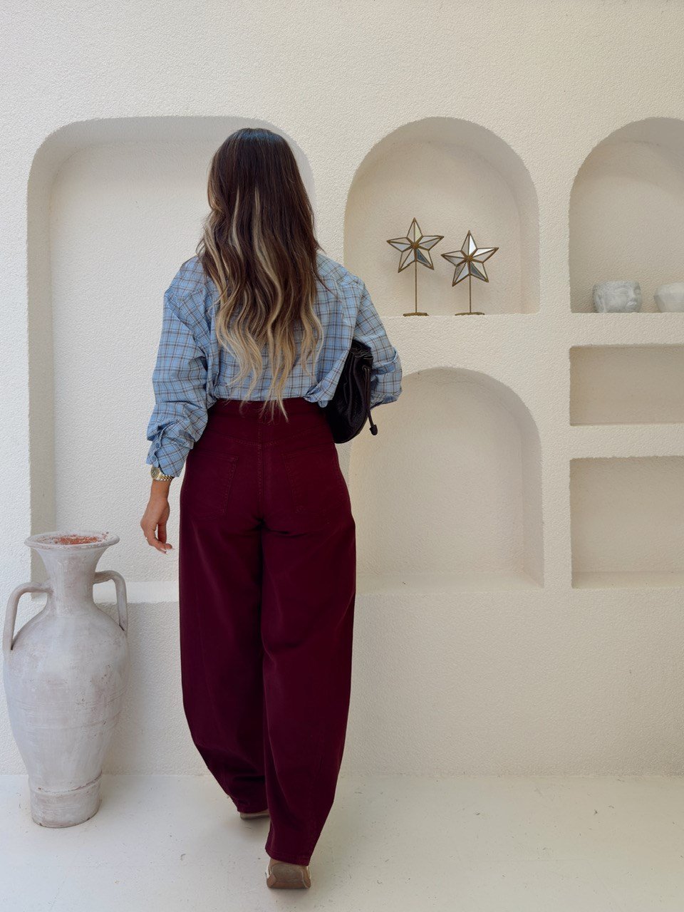 Nişantaşı Butik ÜZÜM BORDO TENSEL BARREL JEAN