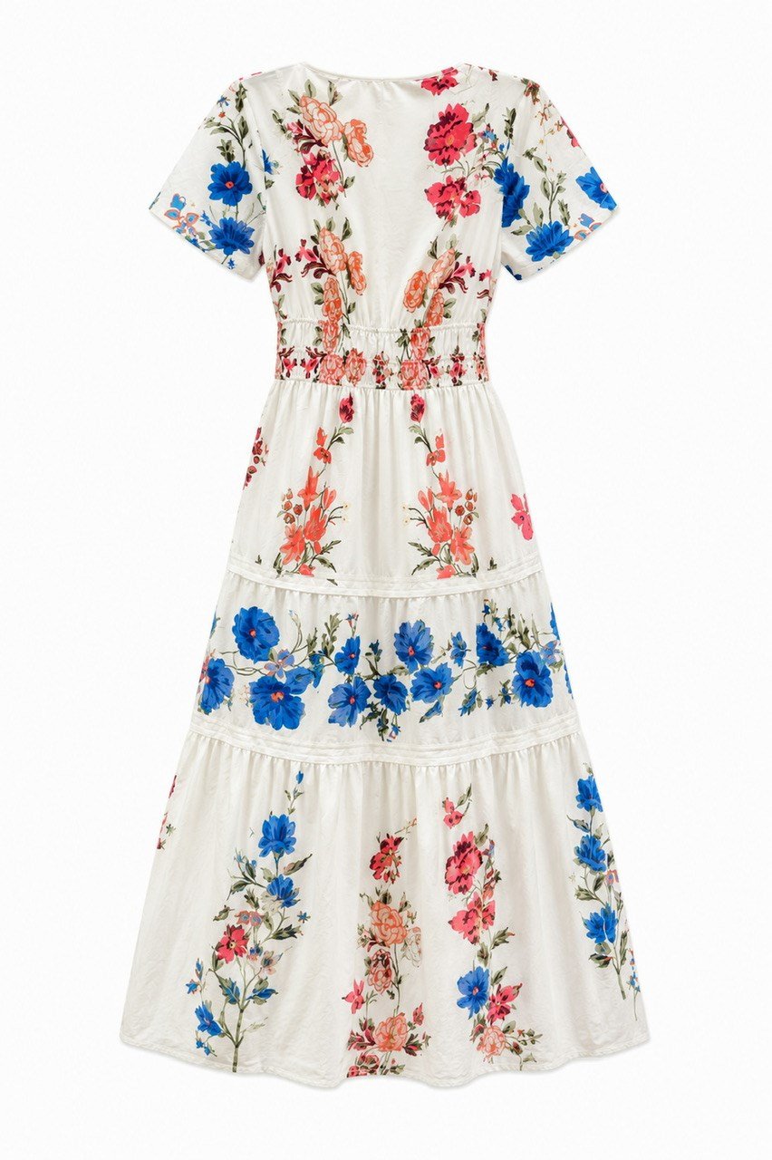 Nişantaşı Butik V YAKA KOL DETAY FLORAL ELBİSE