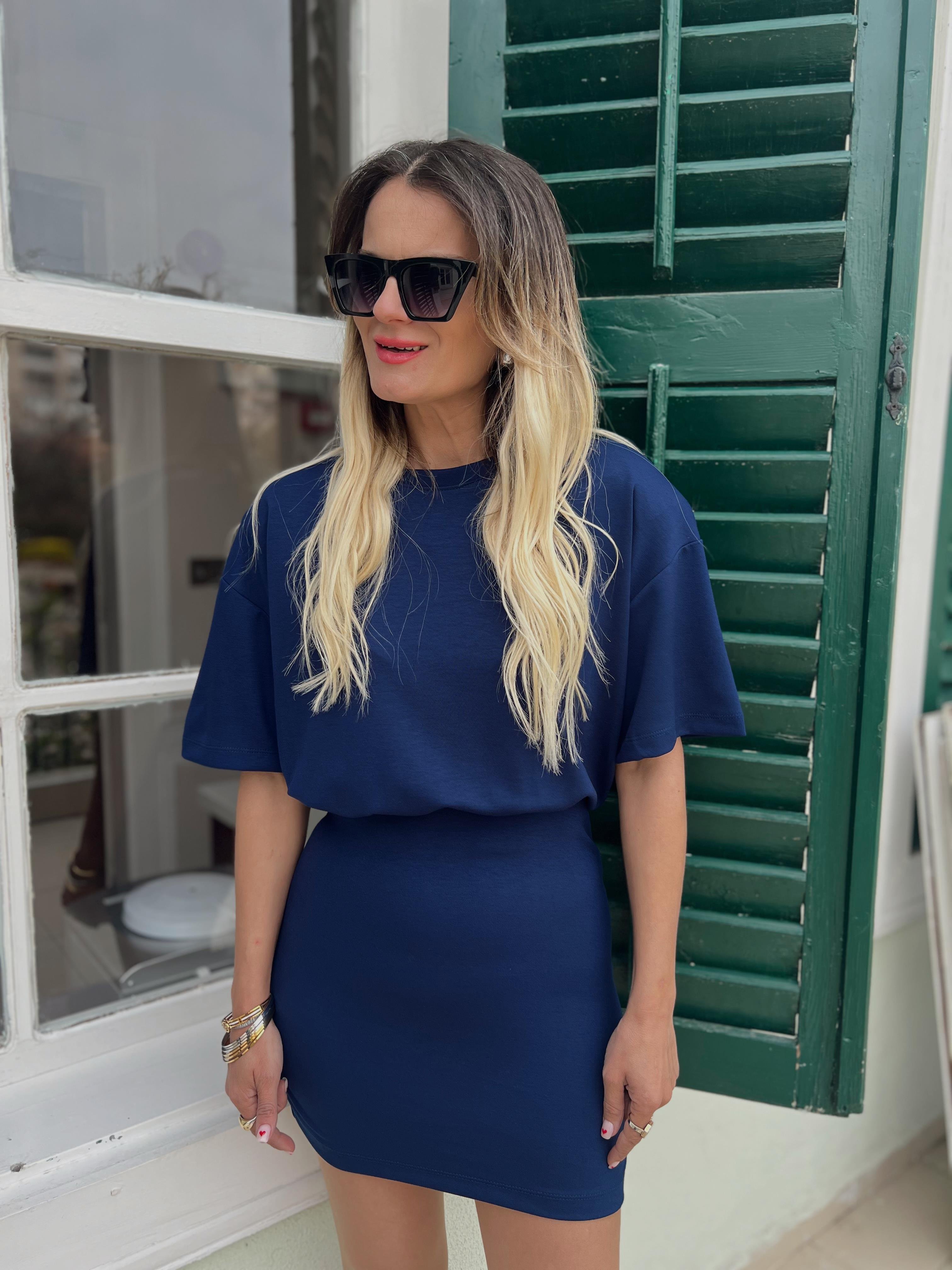 Nişantaşı Butik VATKALI BASİC ELBİSE LACİVERT