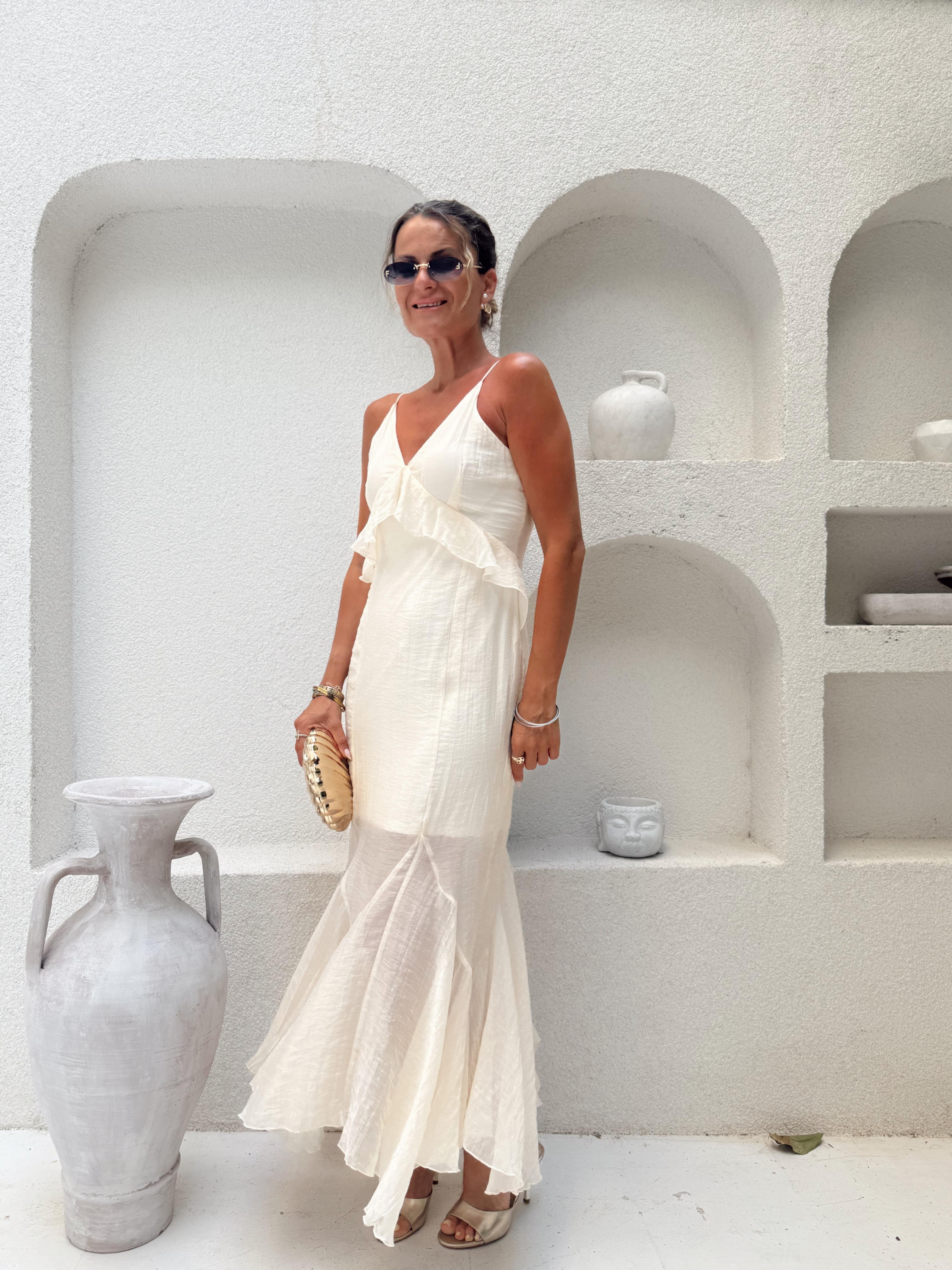 Nişantaşı Butik VOLANLI ASTAR DETAY VANİLYA ELBİSE