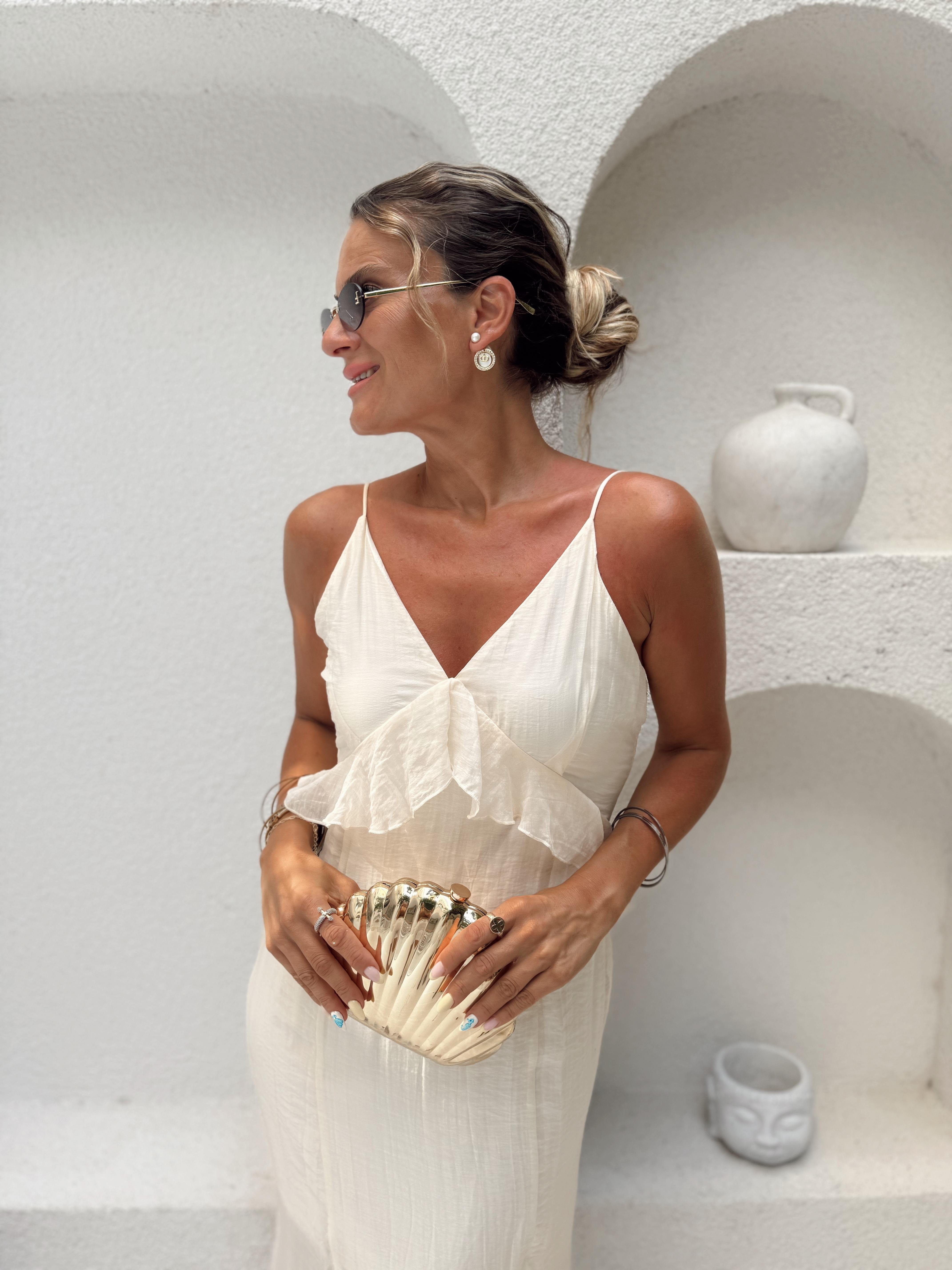 Nişantaşı Butik VOLANLI ASTAR DETAY VANİLYA ELBİSE